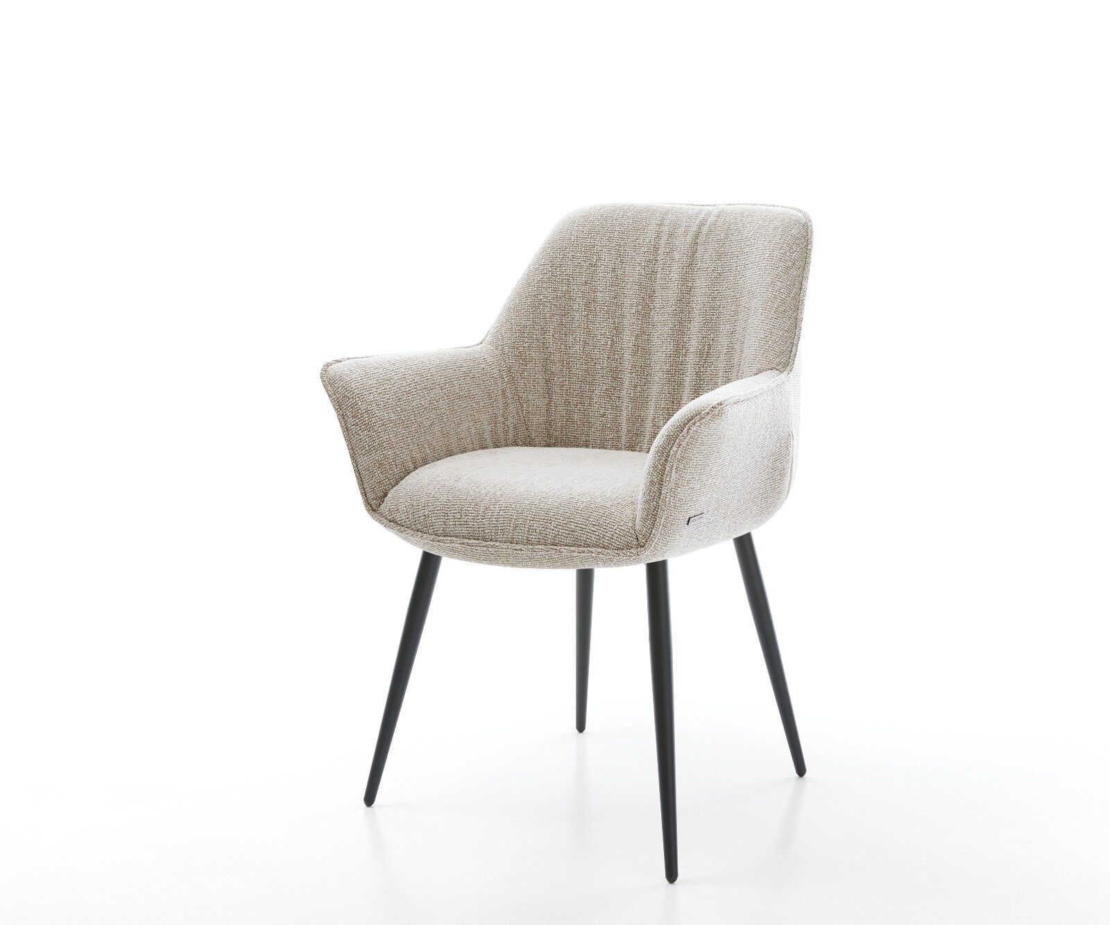 Eetkamerstoel Keila-Flex met armleuning geweven stof beige 4-poot conisch zwart