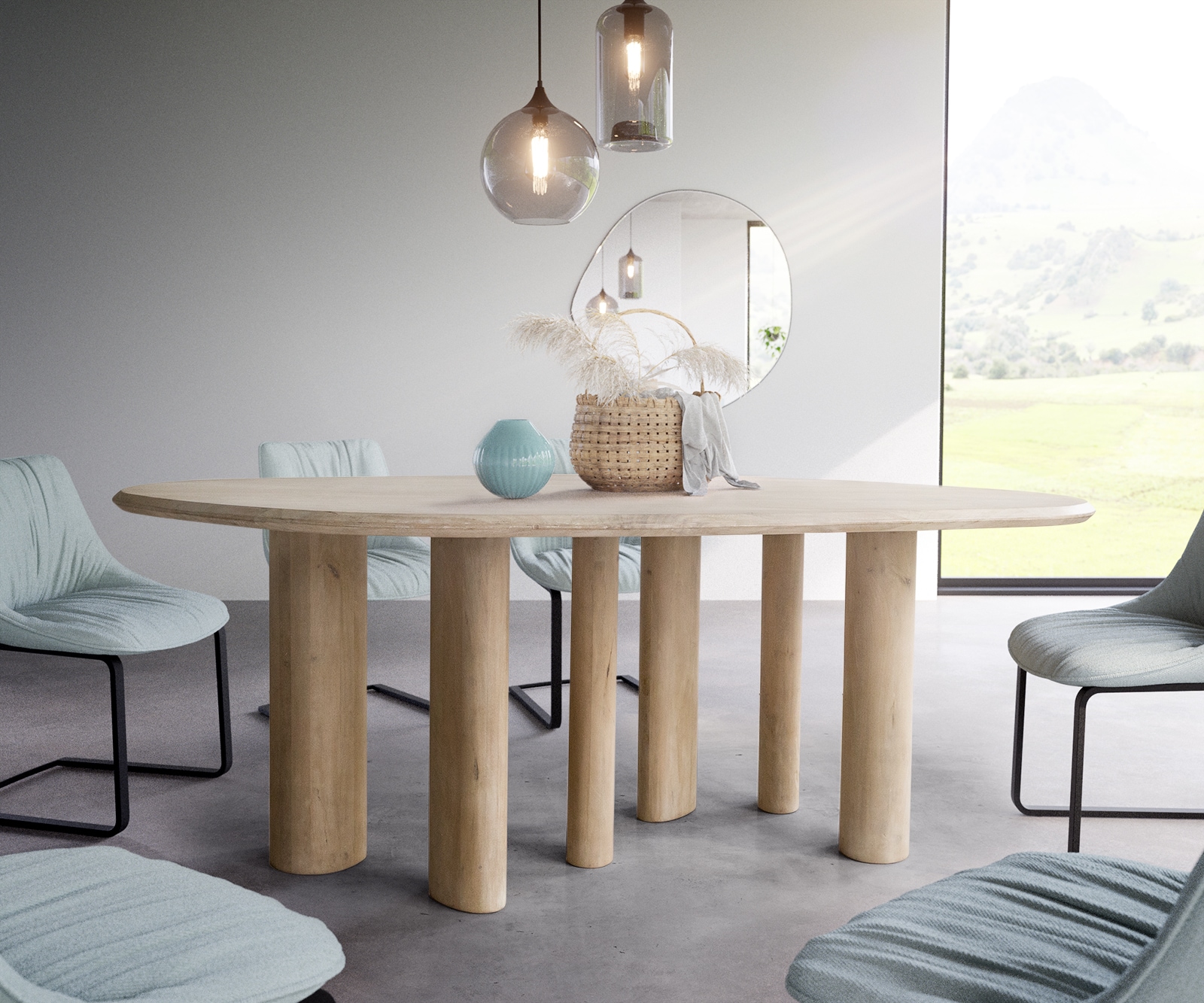 Eettafel Widoa 200x120 cm Mango White Wash 2