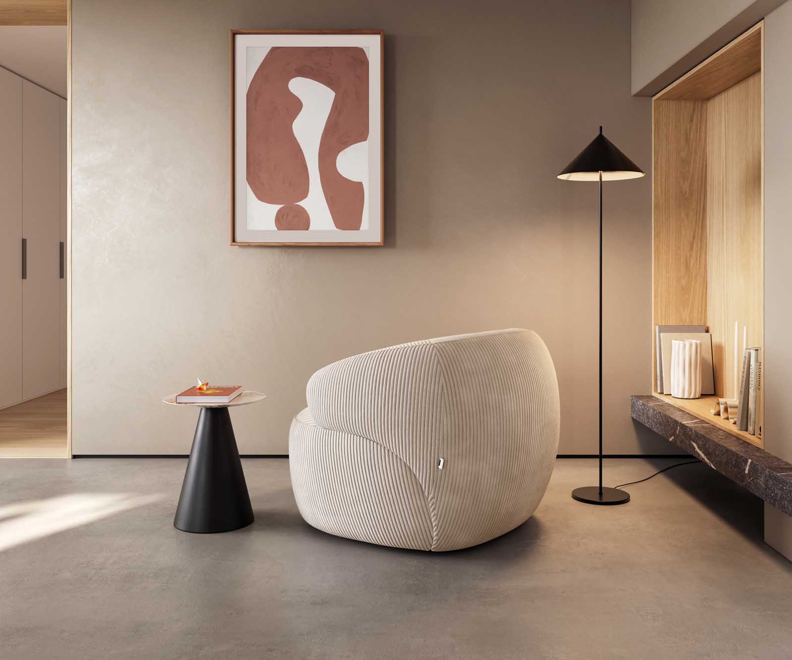 Loungestoel Nova 88x88 cm Cord beige 4