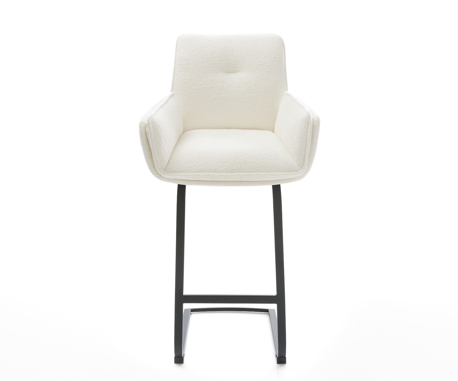 Barstoel Nela-Flex Bouclé zacht Beige Vrijkantelframe plat metaal Zwart 2