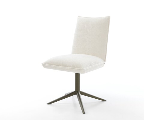 Draaistoel Lelio-Flex bouclé zacht beige kruispoot afwerking met titanium 360° draaibaar rocker-functie pocketveer kern