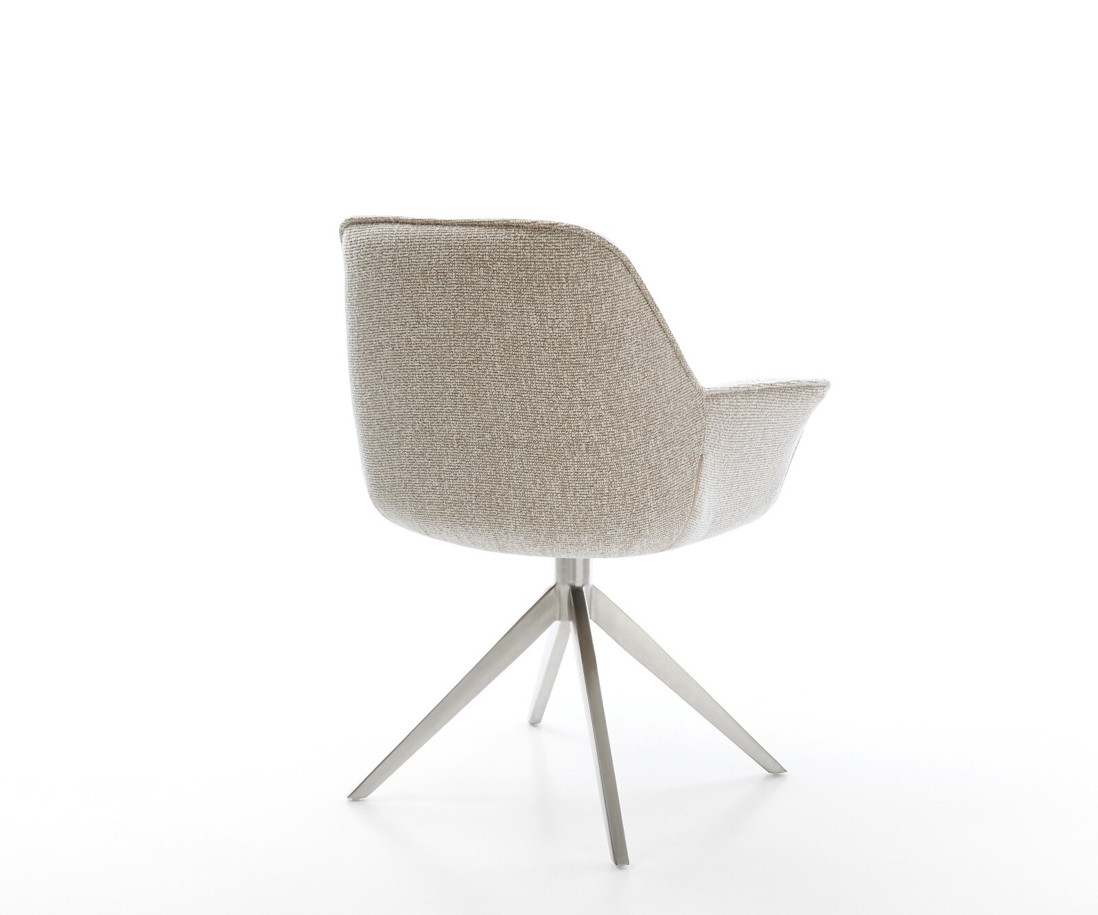 Draaistoel Keila-Flex met armleuning geweven stof beige kruisframe breed roestvrij staal 360° draaibaar rocker-functie 4