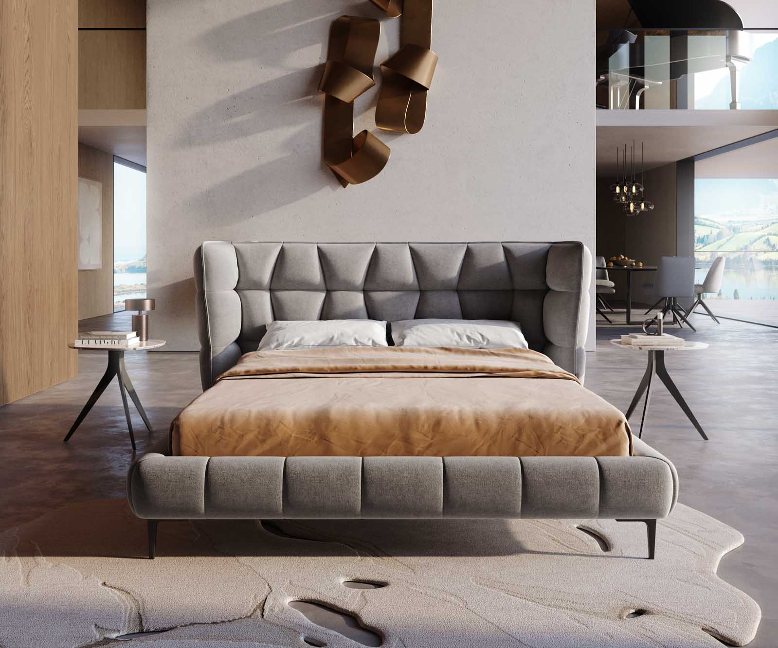 Bedframe Capujo 140x200 cm microvezel grijs 1