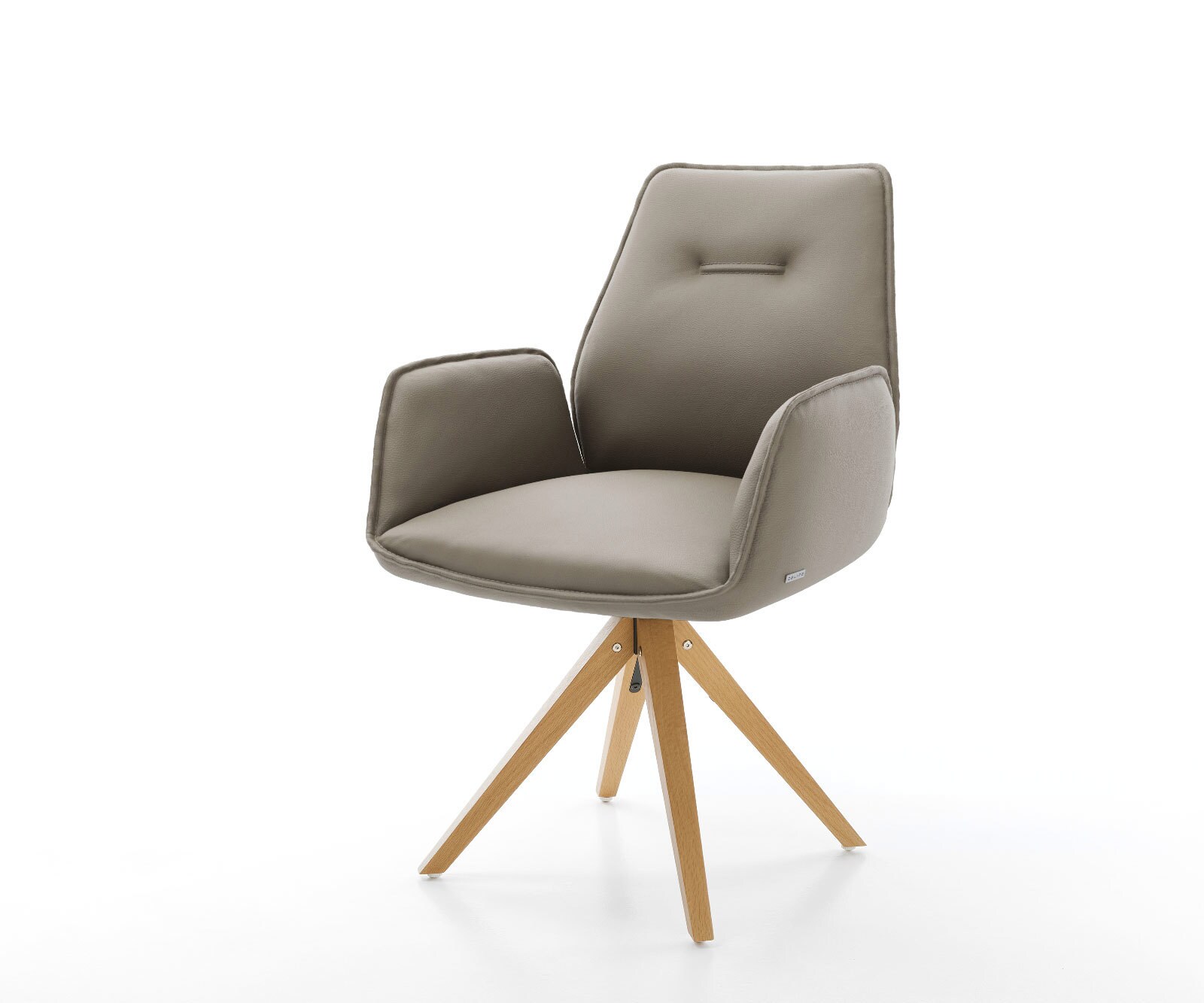 Eetkamerstoel Zoa-Flex echt leer mud houten frame hoekig natuur 360° draaibaar pocketveer kern