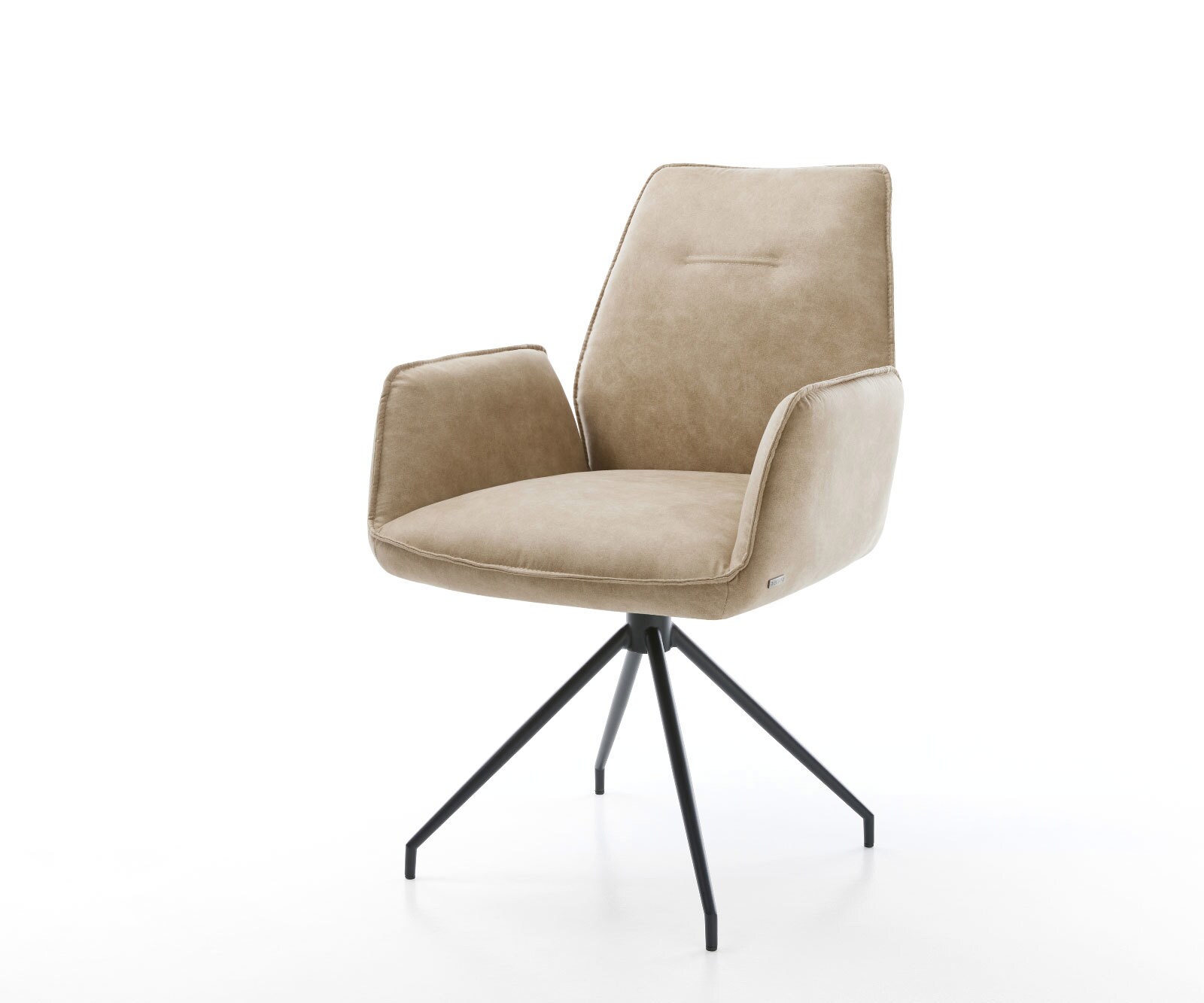 Eetkamerstoel Zoa-Flex microvelours beige vintage kruisframe conisch zwart pocketveer kern