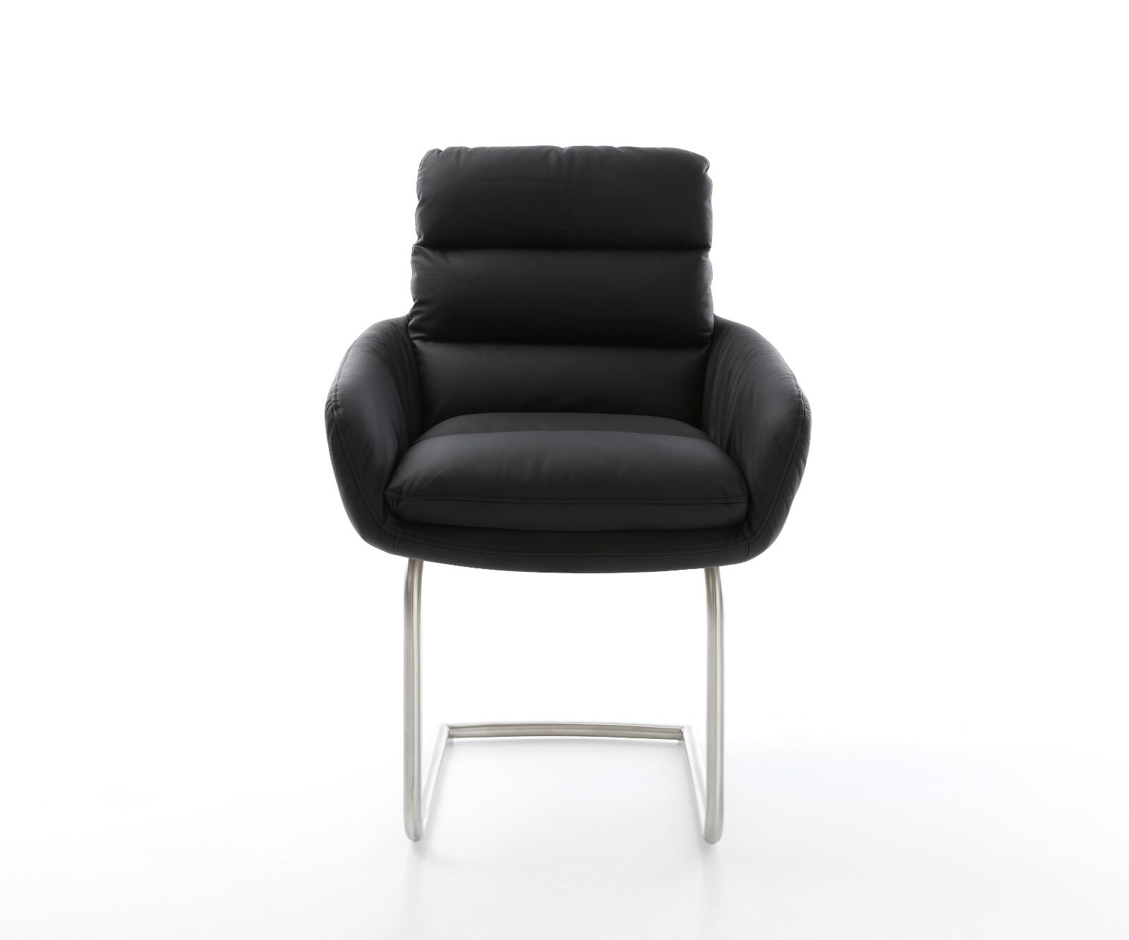 Sledemodel Abelia-Flex met armleuning echt leer zwart sledemodel rond roestvrij staal 1 Sledemodel Abelia-Flex met armleuning echt leer zwart sledemodel rond roestvrij staal 1