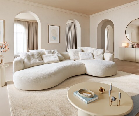 Big-Sofa Edina 330x170 cm Pluche crème-wit