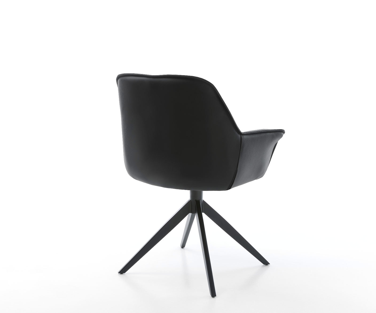 Eetkamerstoel Keila-Flex met armleuning echt leer zwart kruisframe breed zwart 4 Eetkamerstoel Keila-Flex met armleuning echt leer zwart kruisframe breed zwart 4