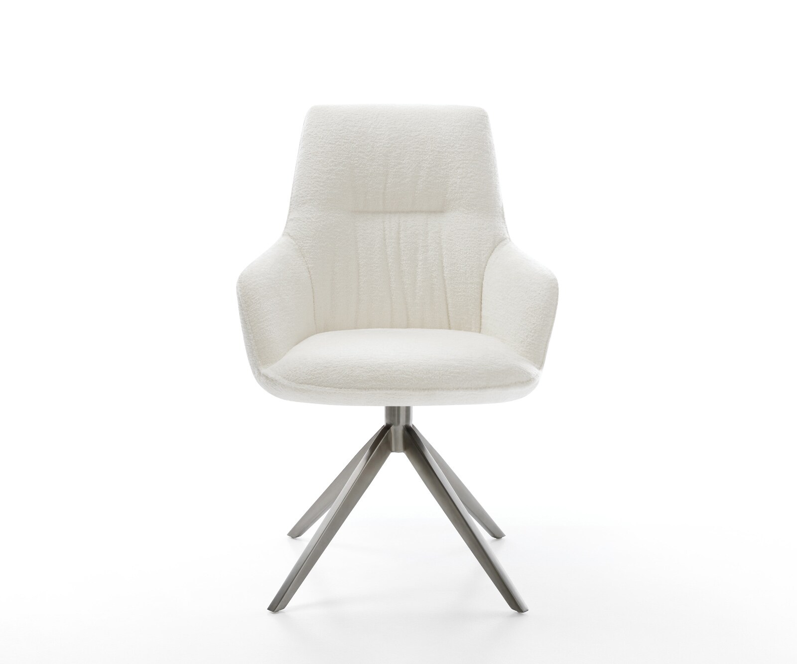 Draaistoel Zelia-Flex met armleuning bouclé zacht beige kruisframe breed grafiet 360° draaibaar rocker-functie pocketveer kern 1