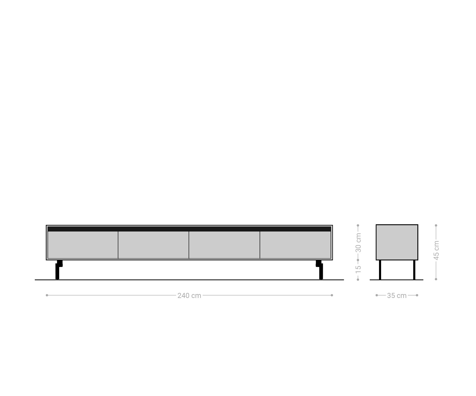 Lowboard Stonegrace 240 cm Acacia Natuur 4 Deuren Voet Ovaal Roestvrij Staal 5