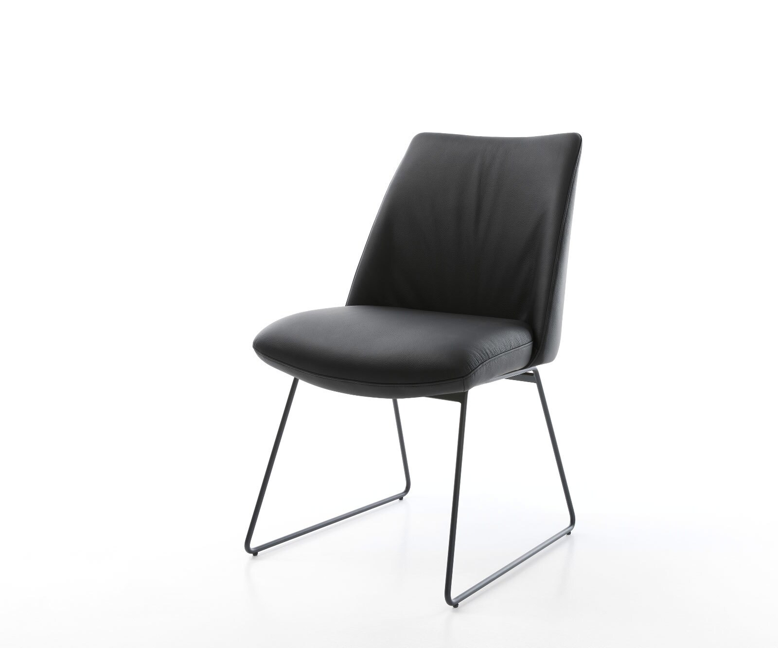 Eetkamerstoel Elso-Flex echt leer zwart slipframe zwart pocketveer kern