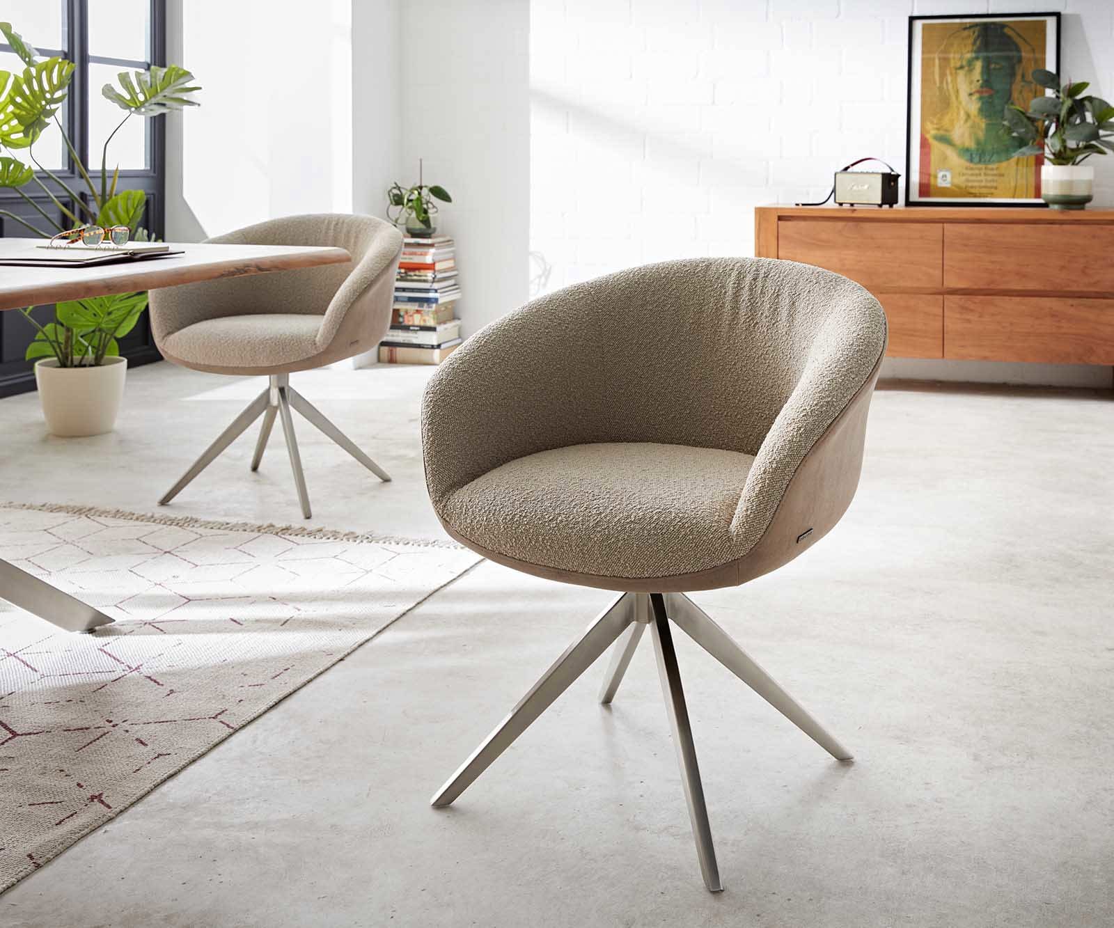 Draaistoel Vinka-Flex met armleuning materiaalmix mud kruisframe breed roestvrij staal 360° draaibaar pocketveer kern Draaistoel Vinka-Flex met armleuning materiaalmix mud kruisframe breed roestvrij staal 360° draaibaar pocketveer kern