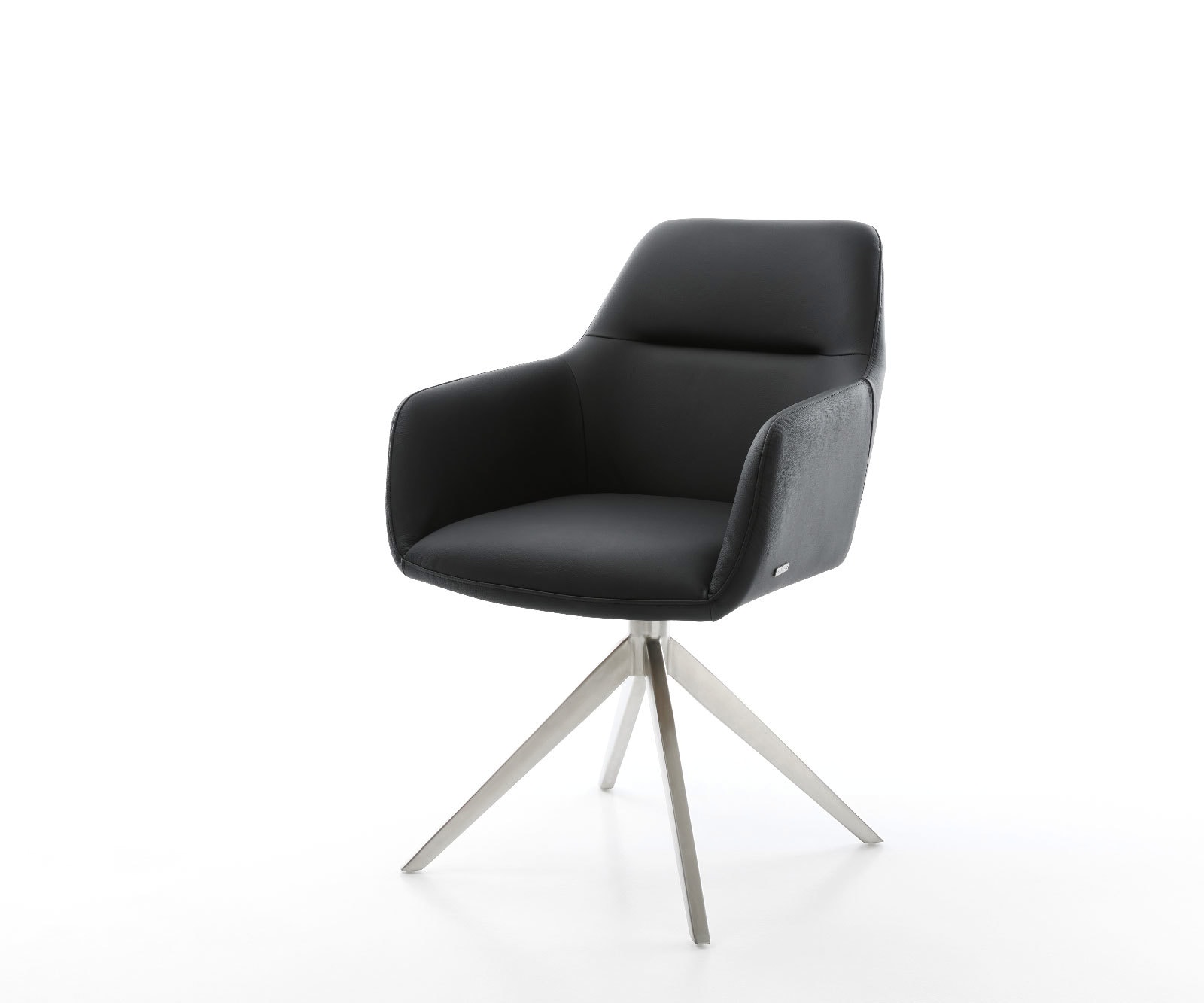 Draaistoel Pejo-Flex echt leer zwart kruisframe breed roestvrij staal 360° draaibaar rocker-functie pocketveer kern Draaistoel Pejo-Flex echt leer zwart kruisframe breed roestvrij staal 360° draaibaar rocker-functie pocketveer kern