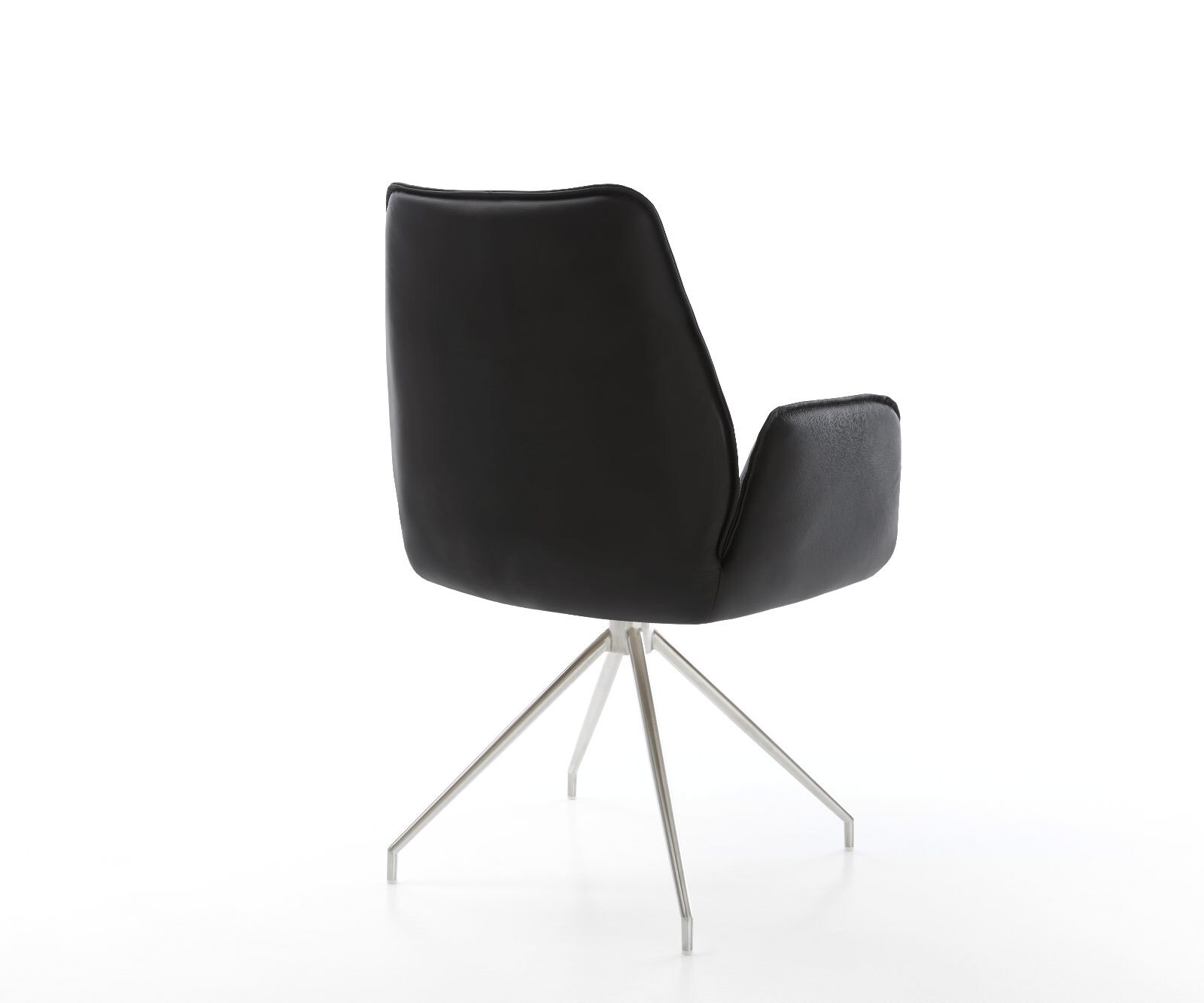 Eetkamerstoel Zoa-Flex echt leer zwart kruisframe conisch roestvrij staal pocketveer kern 5 Eetkamerstoel Zoa-Flex echt leer zwart kruisframe conisch roestvrij staal pocketveer kern 5