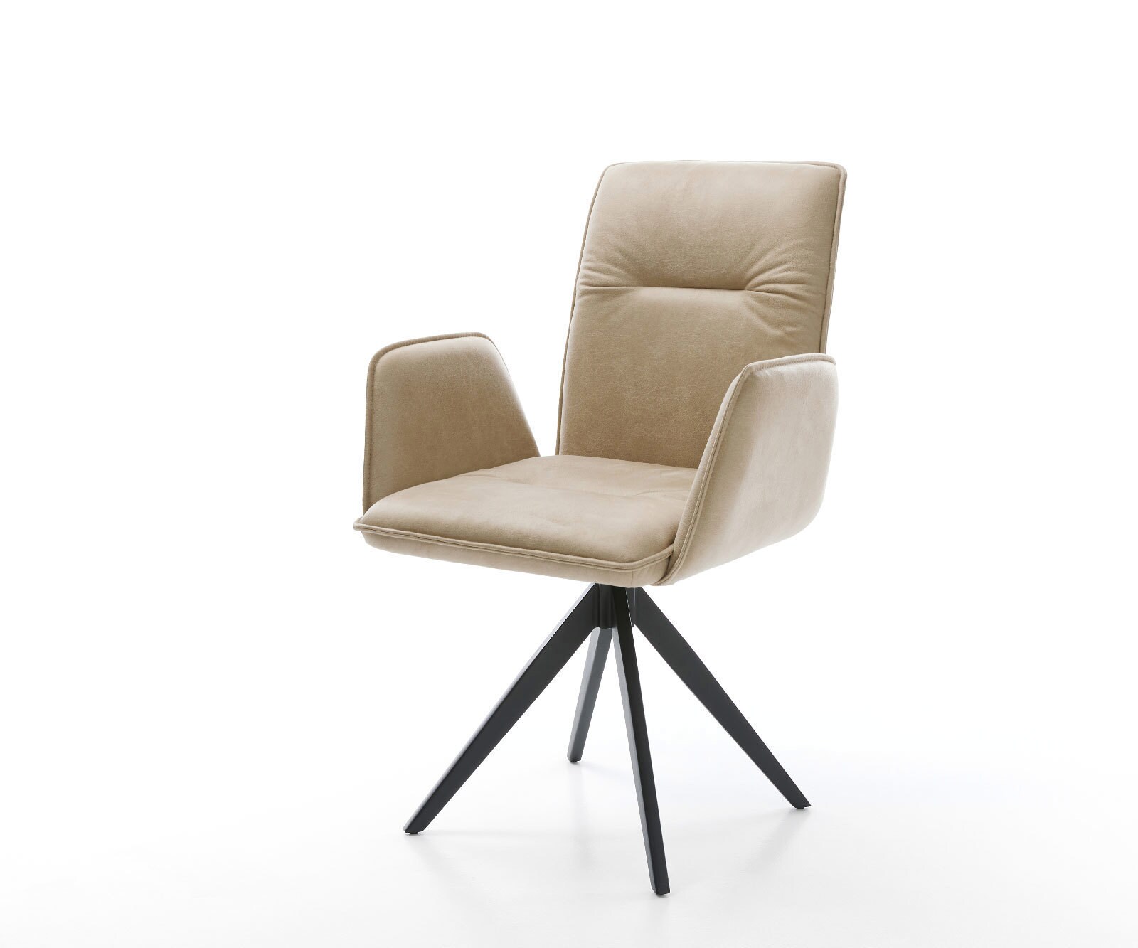 Eetkamerstoel Vinja-Flex microvelours beige vintage kruisframe hoekig zwart