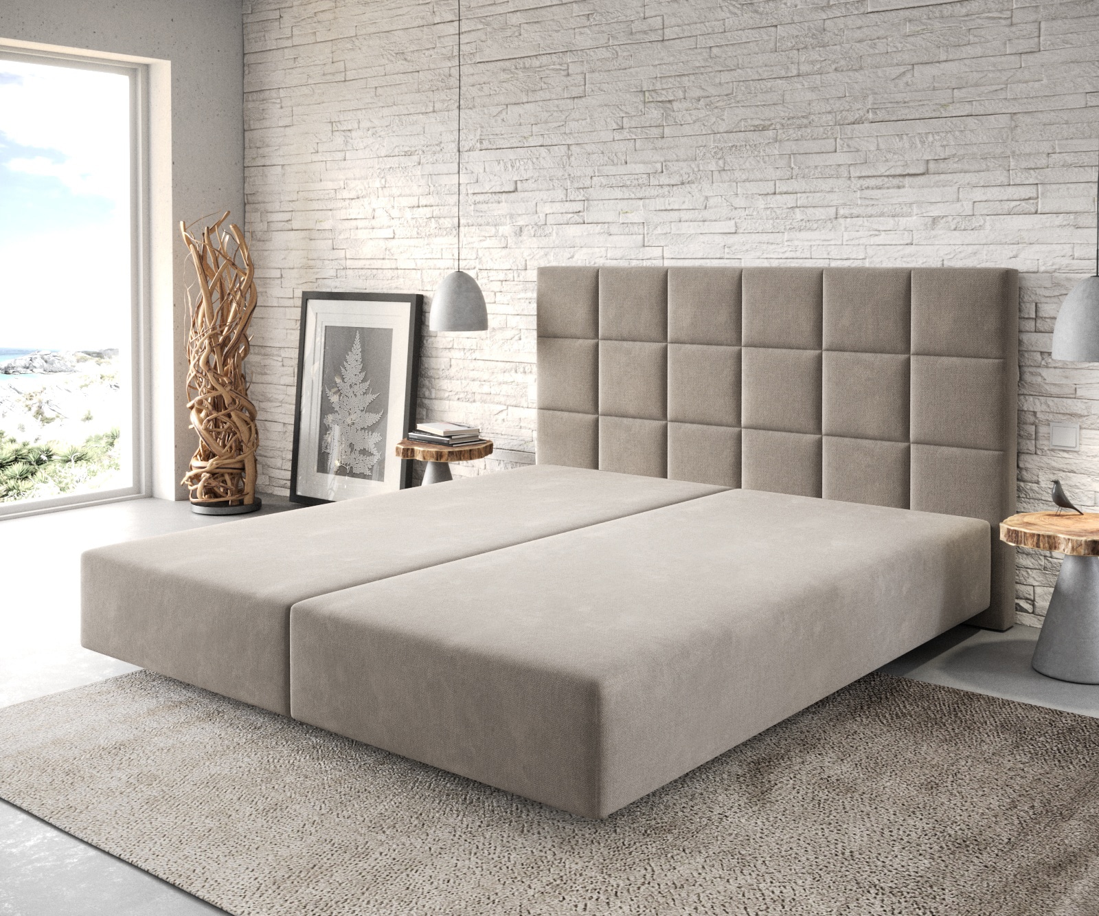 Boxspring-frame Dream-Fine 180x200 microvezel beige 10 Boxspring-frame Dream-Fine 180x200 microvezel beige 10