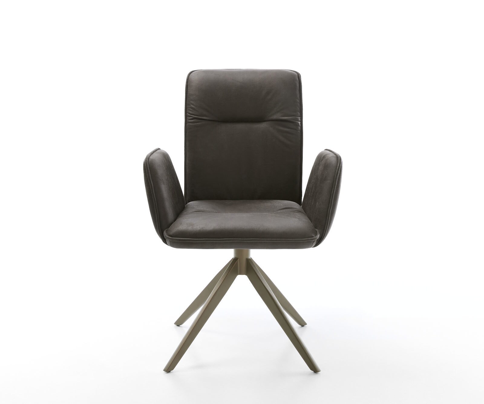 Draaistoel Vinja-Flex microvelours antraciet vintage kruisframe breed afwerking met titanium 360° draaibaar 1