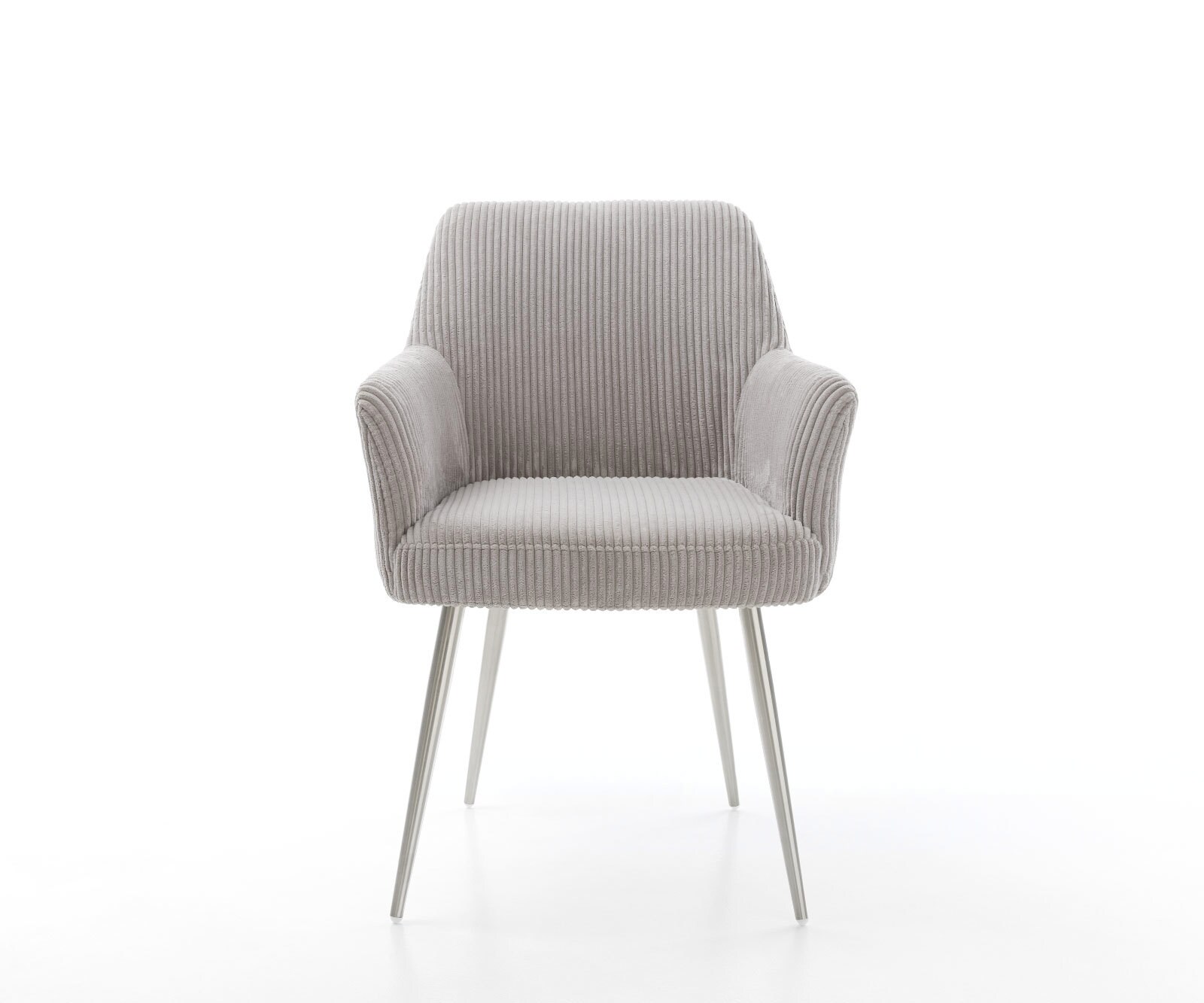 Eetkamerstoel Xana-Flex met armleuning koord zilver grijs 4-poot conisch roestvrij staal pocketveer kern 2