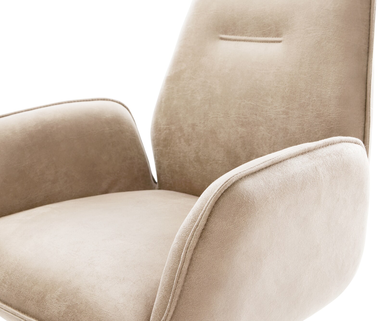 Draaistoel Zoa-Flex microvelours beige vintage kruisframe breed roestvrij staal 360° draaibaar rocker-functie pocketveer kern 4