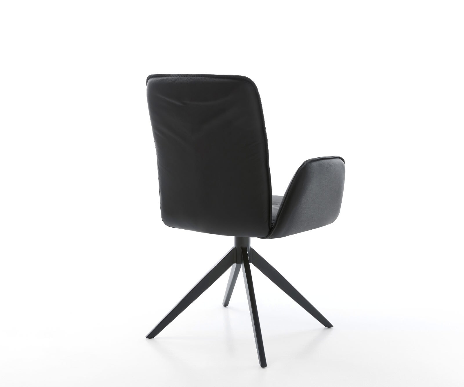 Draaistoel Vinja-Flex echt leer zwart kruisframe breed zwart 360° draaibaar rocker-functie 4