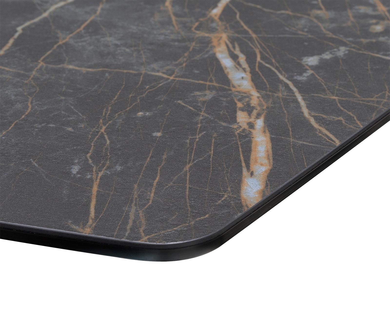 Eettafel Edge Bootsform 200x100cm Laminam® keramiek bruin middenpoot kruis zilver 3 Eettafel Edge Bootsform 200x100cm Laminam® keramiek bruin middenpoot kruis zilver 3
