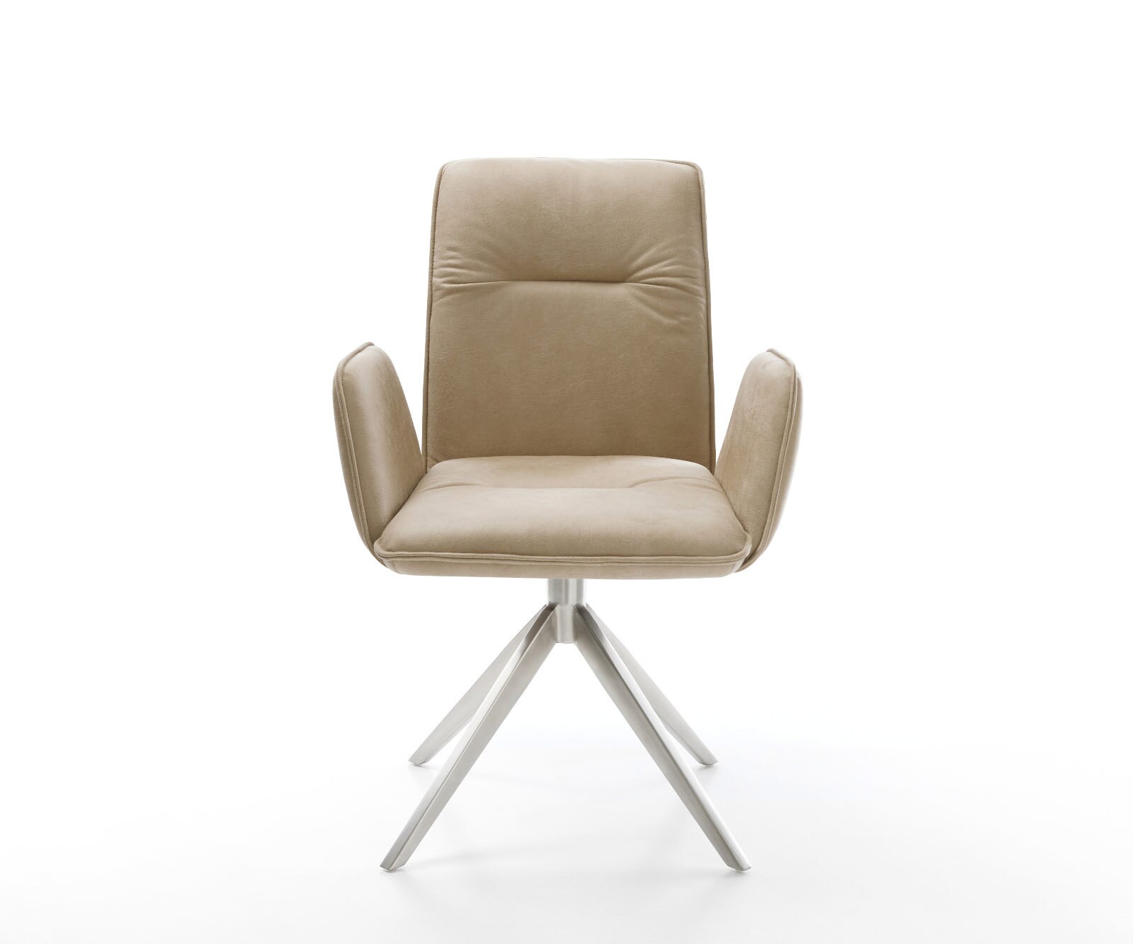 Draaistoel Vinja-Flex microvelours beige vintage kruisframe breed roestvrij staal 360° draaibaar rocker-functie 1