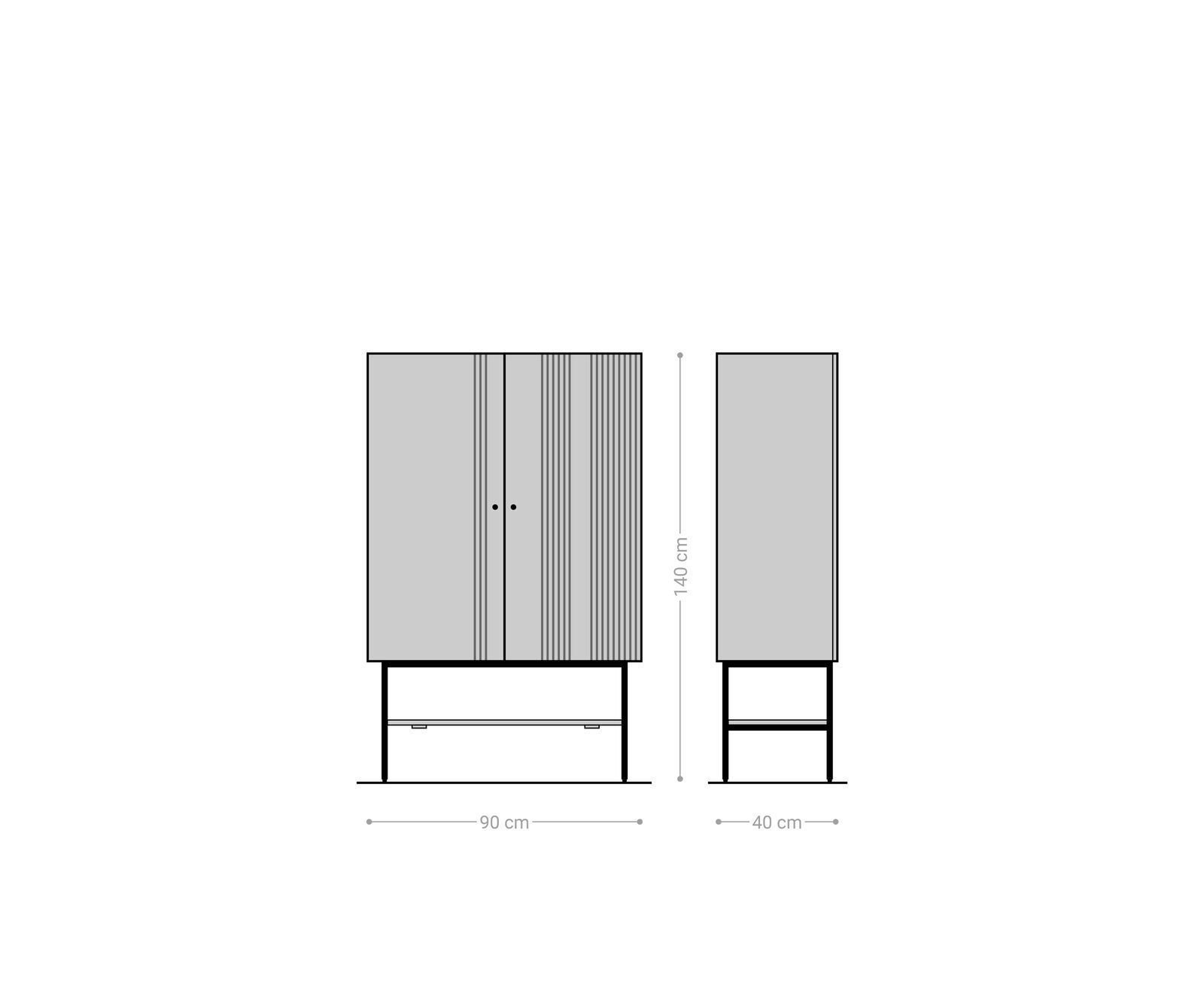 Dressoir Nestos 90x140 cm Mango White Wash metaal zwart 2 deuren 6