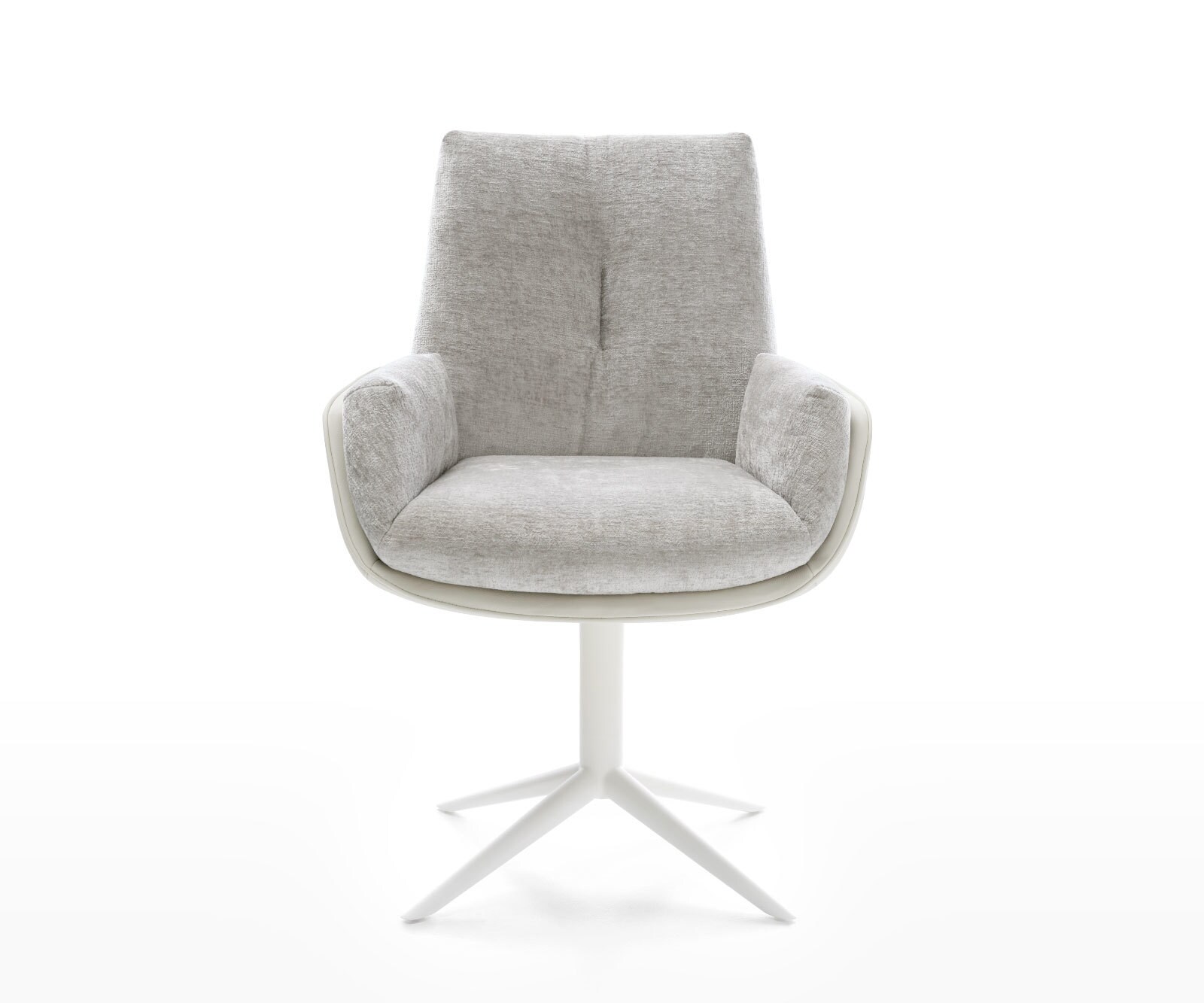 Draaistoel Clea-Flex materiaalmix echt leer wit-zilver grijs kruispoot wit 360° draaibaar rocker-functie 1 Draaistoel Clea-Flex materiaalmix echt leer wit-zilver grijs kruispoot wit 360° draaibaar rocker-functie 1