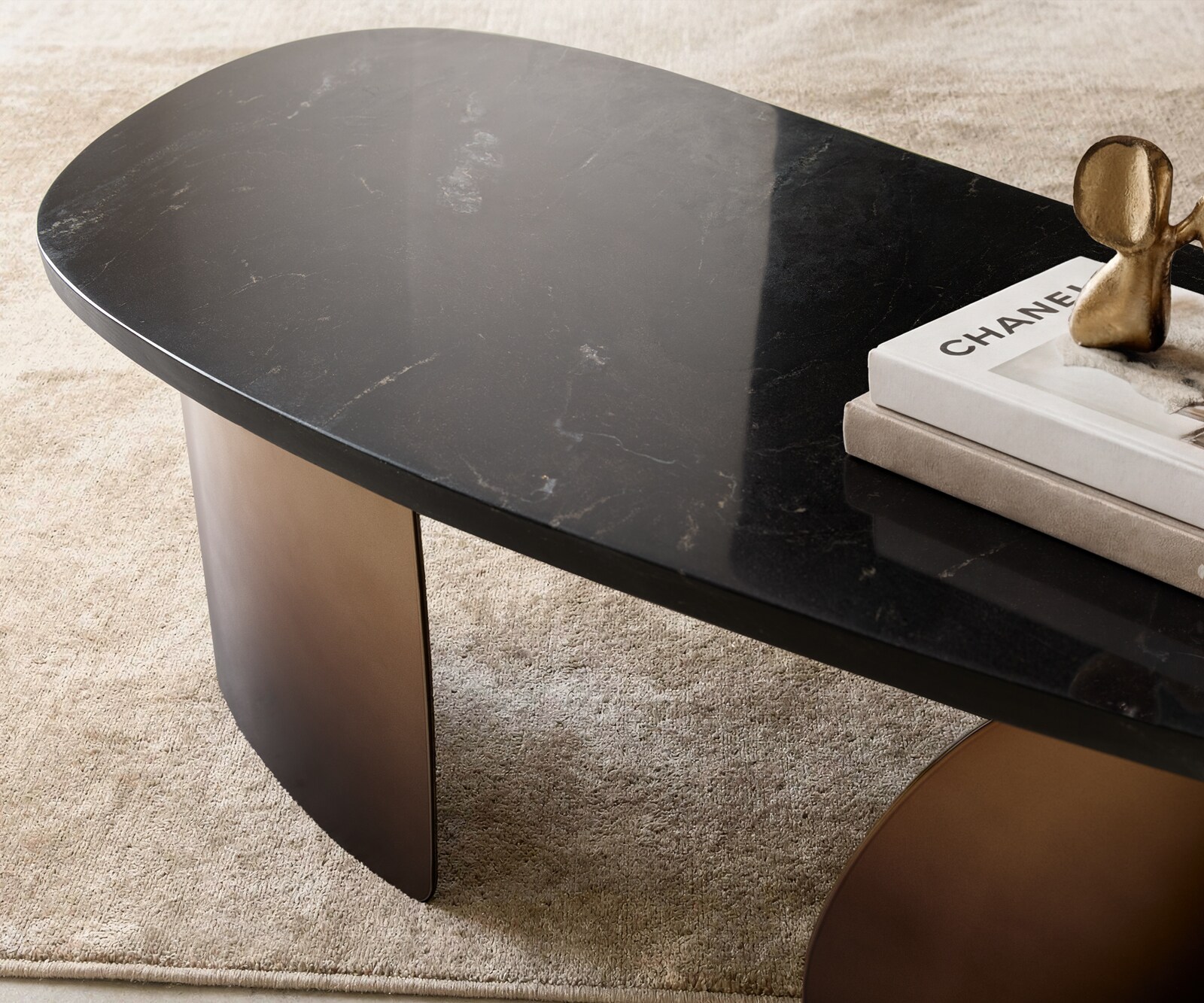 Salontafel Marvello 100x50 cm marmer zwart goud metaal goud fusion afwerking 3