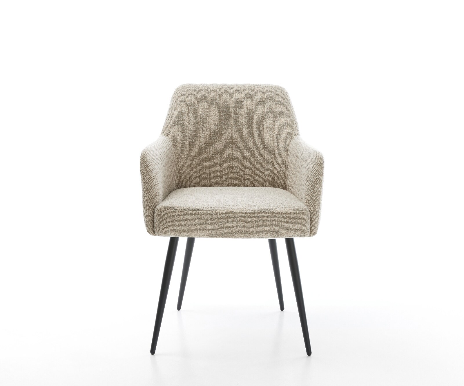 Eetkamerstoel Greg-Flex geweven stof beige 4-poot conisch zwart pocketveer kern 1