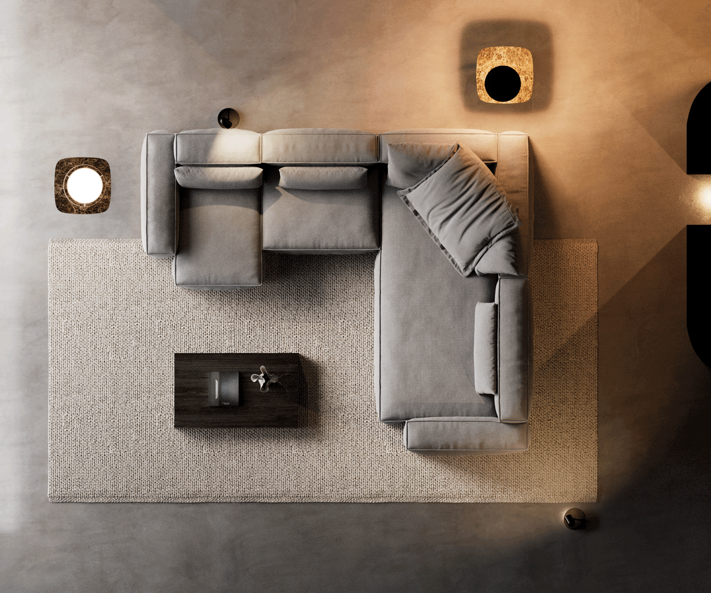 Woonkamer landschap Freestyle 360x290 cm Zachte stof met structuur Grijs kedernaad 6