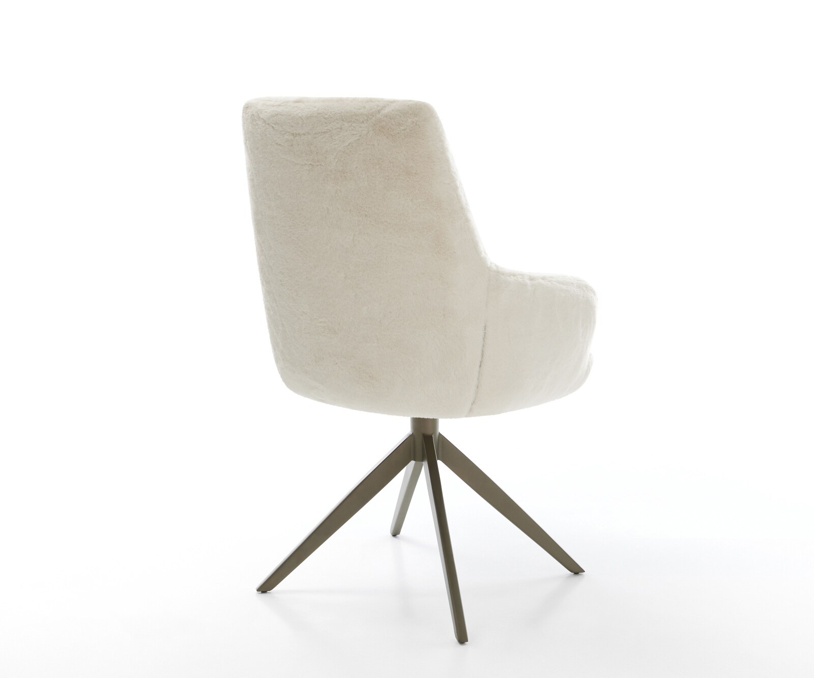 Draaistoel Zelia-Flex met armleuning pluchen crème-wit kruisframe breed afwerking met titanium 360° draaibaar rocker-functie pocketveer kern 5