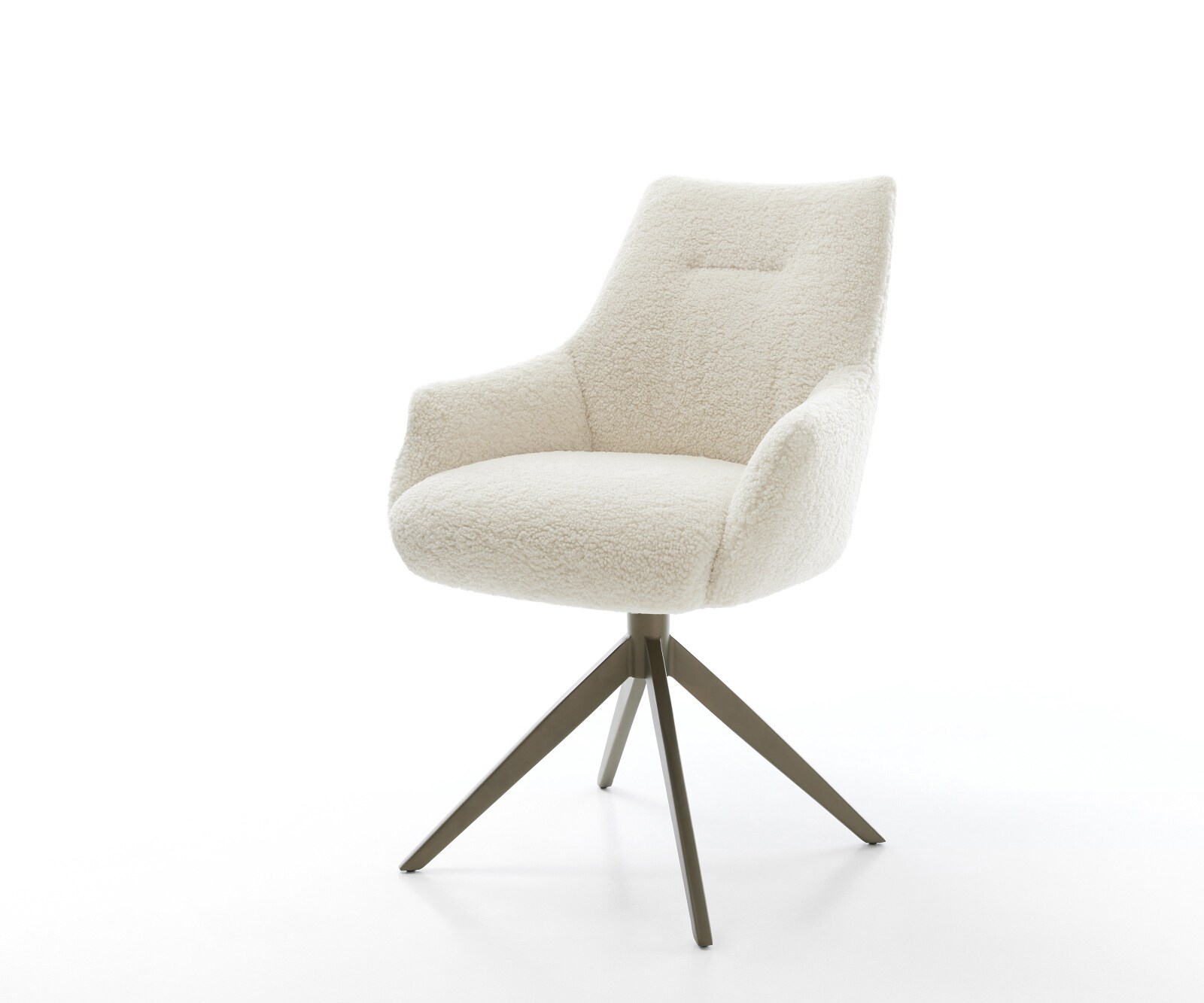 Draaistoel Alja-Flex met armleuning teddy beige kruisframe breed afwerking met titanium 360° draaibaar rocker-functie pocketveer kern
