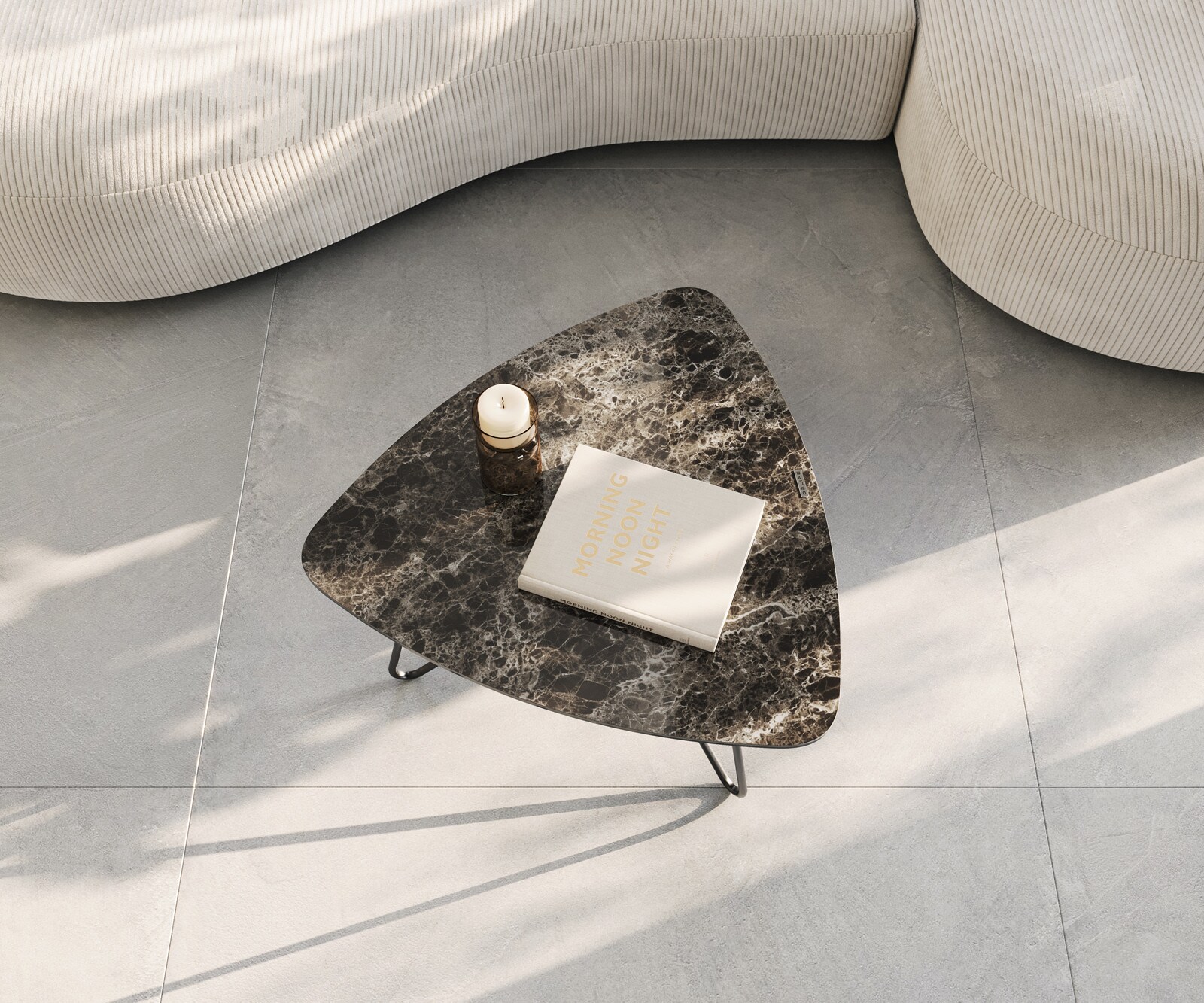 Woonkamertafel Ekrem 65x65 cm keramiek Emperador extra Lucidato donkerbruin Hairpin metaal zwart 2