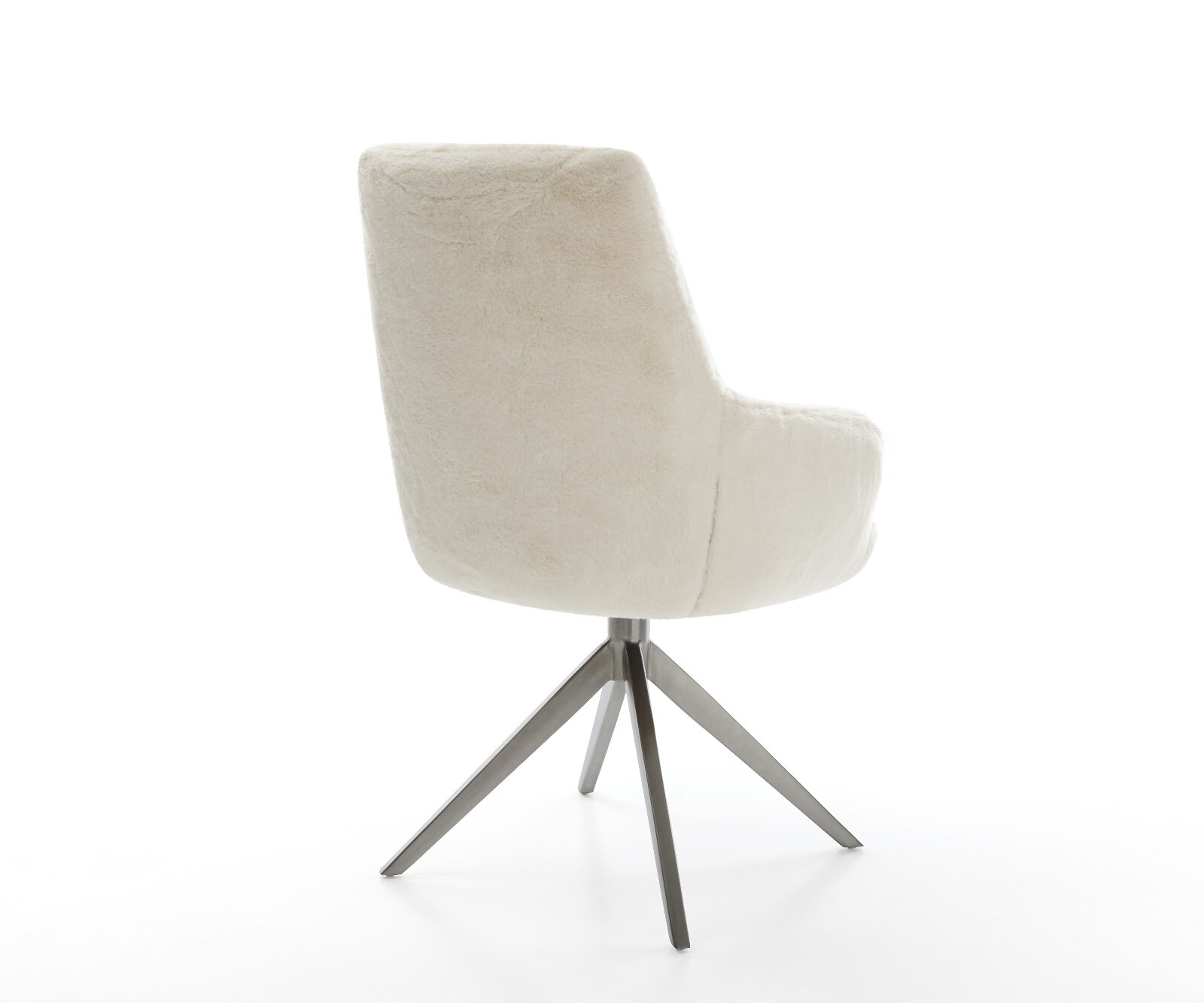 Draaistoel Zelia-Flex met armleuning pluchen crème-wit kruisframe breed grafiet 360° draaibaar rocker-functie pocketveer kern 5