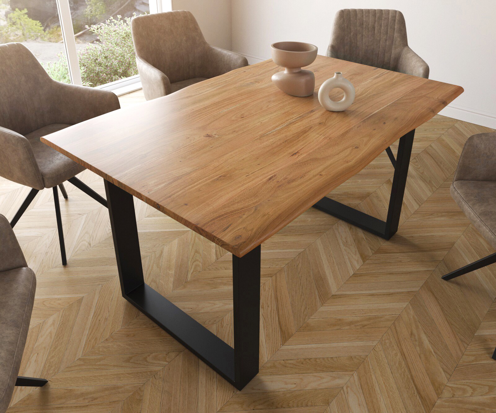 Eettafel Edge 140x90 S naturel acacia loper zwart Live-Edge 3 Eettafel Edge 140x90 S naturel acacia loper zwart Live-Edge 3