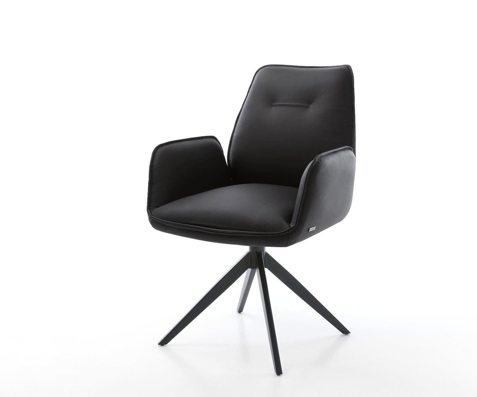 Draaistoel Zoa-Flex echt leer zwart kruisframe breed zwart 360° draaibaar rocker-functie pocketveer kern