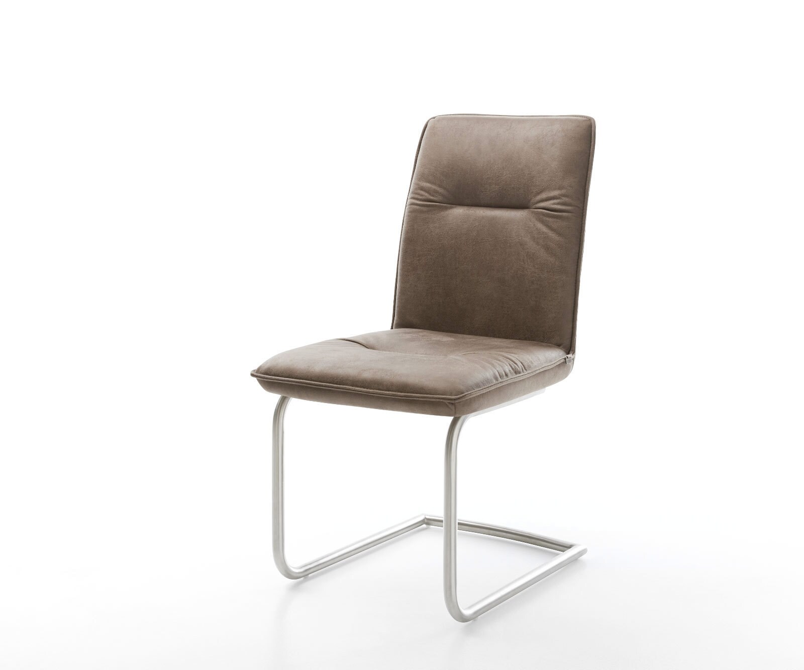 Sledemodel Vinjo-Flex microvelours taupe vintage sledemodel rond roestvrij staal