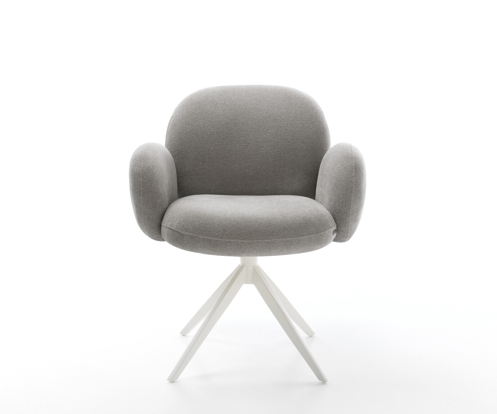 Draaistoel Nube-Flex met armleuning zachte stof met structuur grijs kruisframe breed wit 360° draaibaar rocker-functie pocketveer kern 2