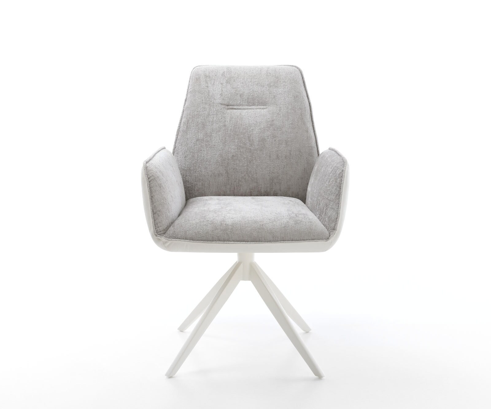 Draaistoel Zoa-Flex materiaalmix echt leer wit-zilver grijs kruisframe breed wit 360° draaibaar rocker-functie pocketveer kern 1