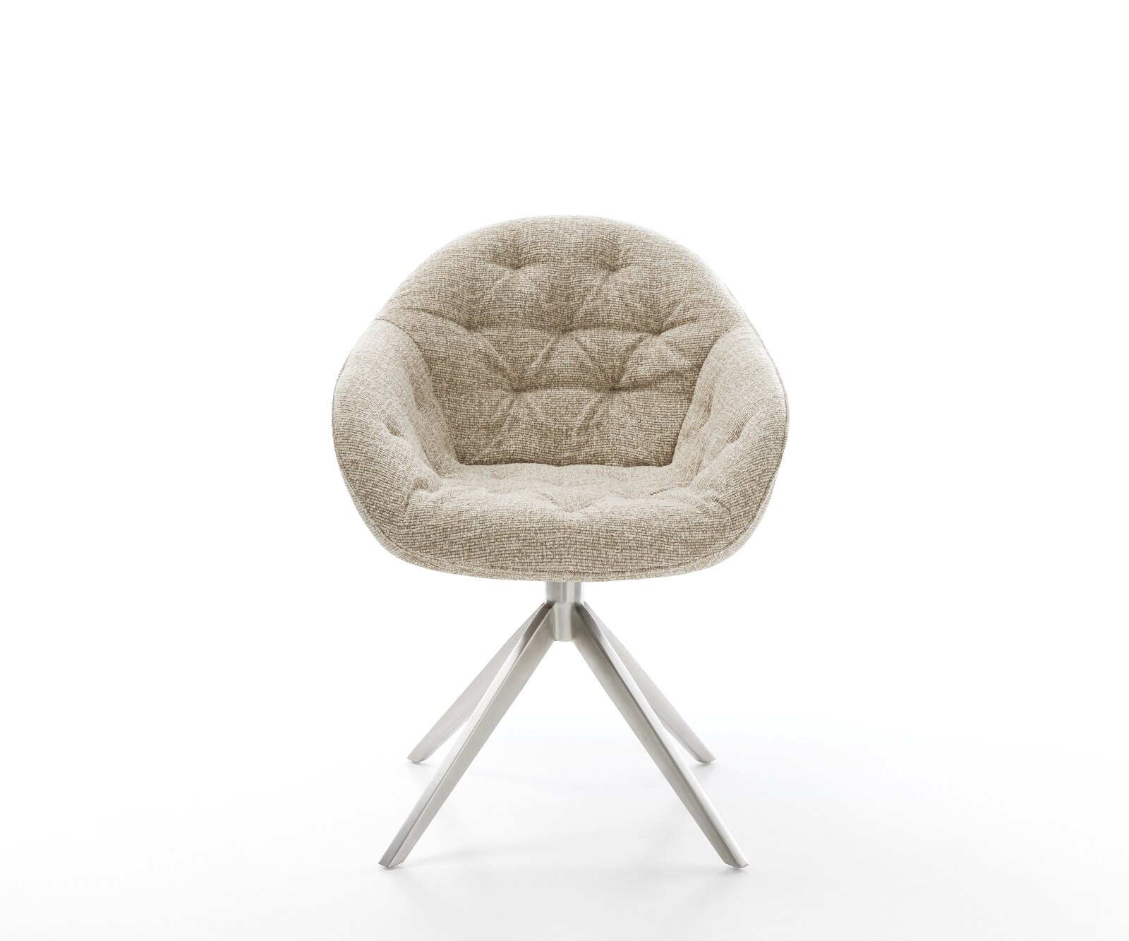 Draaistoel Gaio-Flex geweven stof beige kruisframe breed roestvrij staal 360° draaibaar rocker-functie 1