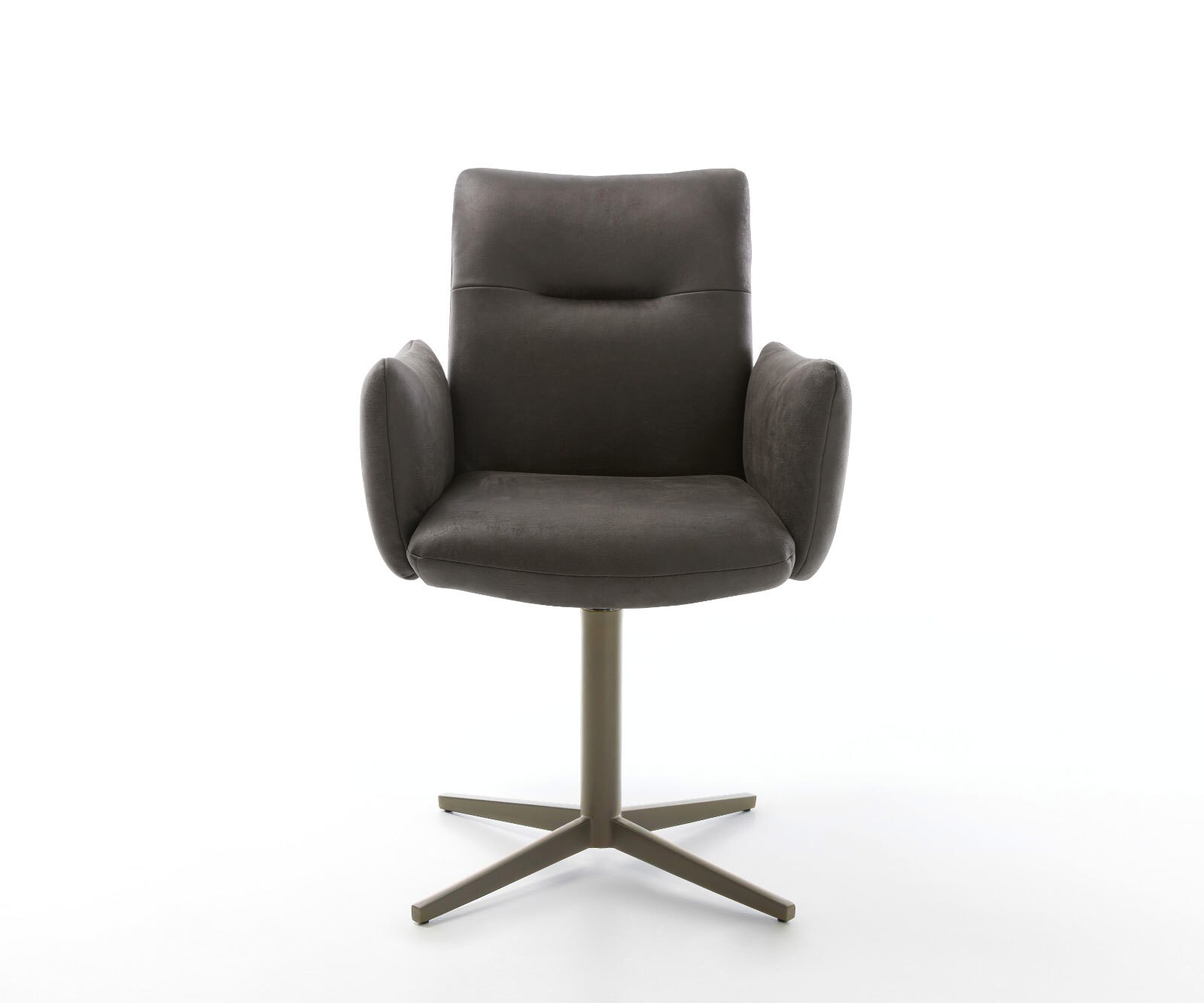 Draaistoel Jova-Flex met armleuning microvelours antraciet vintage kruispoot afwerking met titanium 360° draaibaar pocketveer kern 1