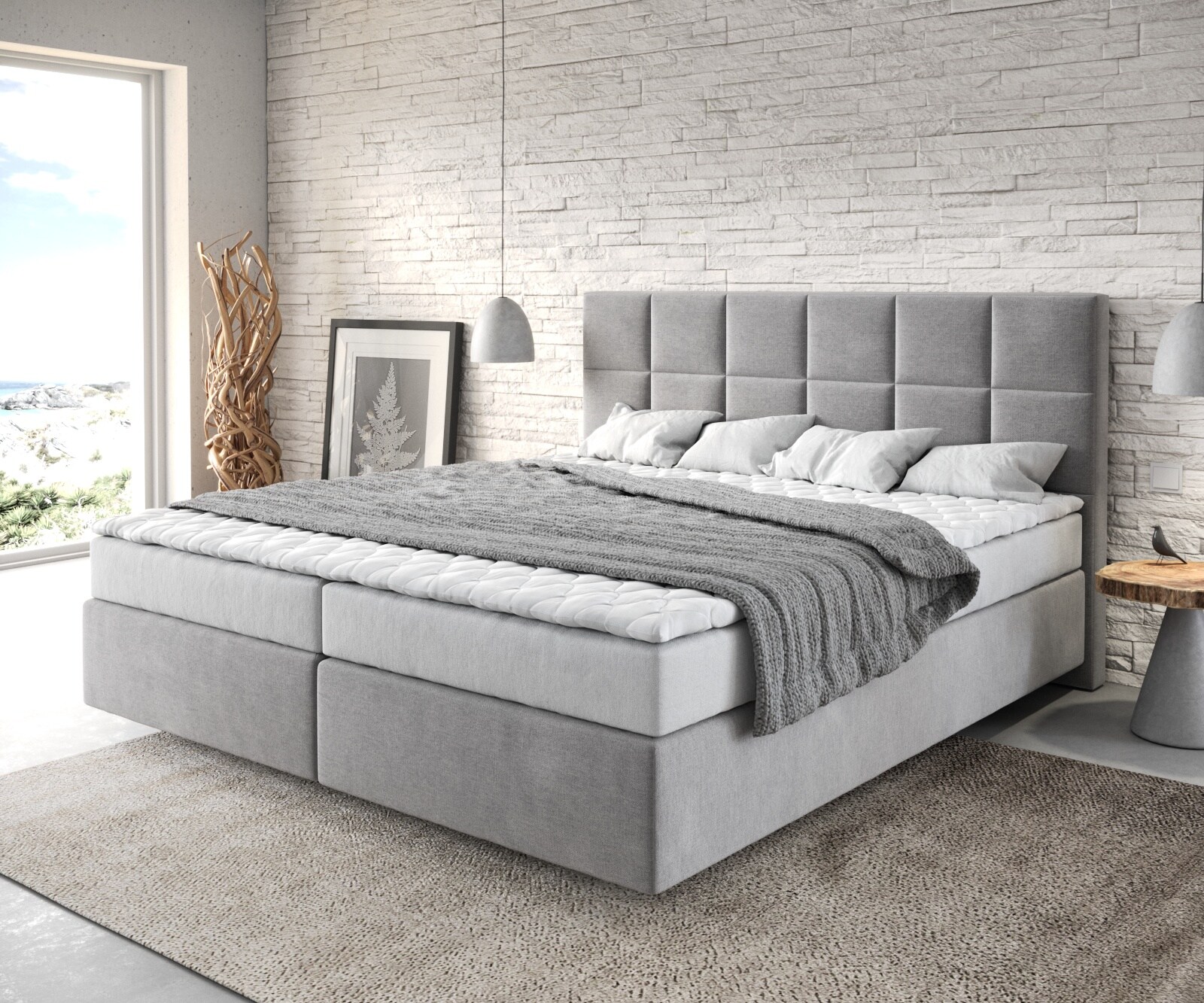 Boxspringbed Dream-Fine 180x200 microvezel grijs