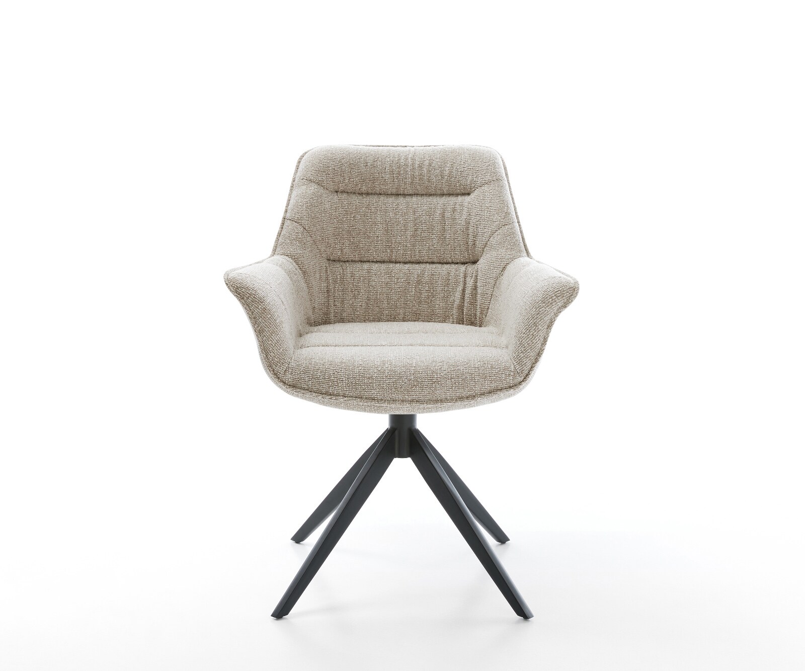 Draaistoel Kaira-Flex geweven stof beige kruisframe breed zwart 360° draaibaar rocker-functie 2