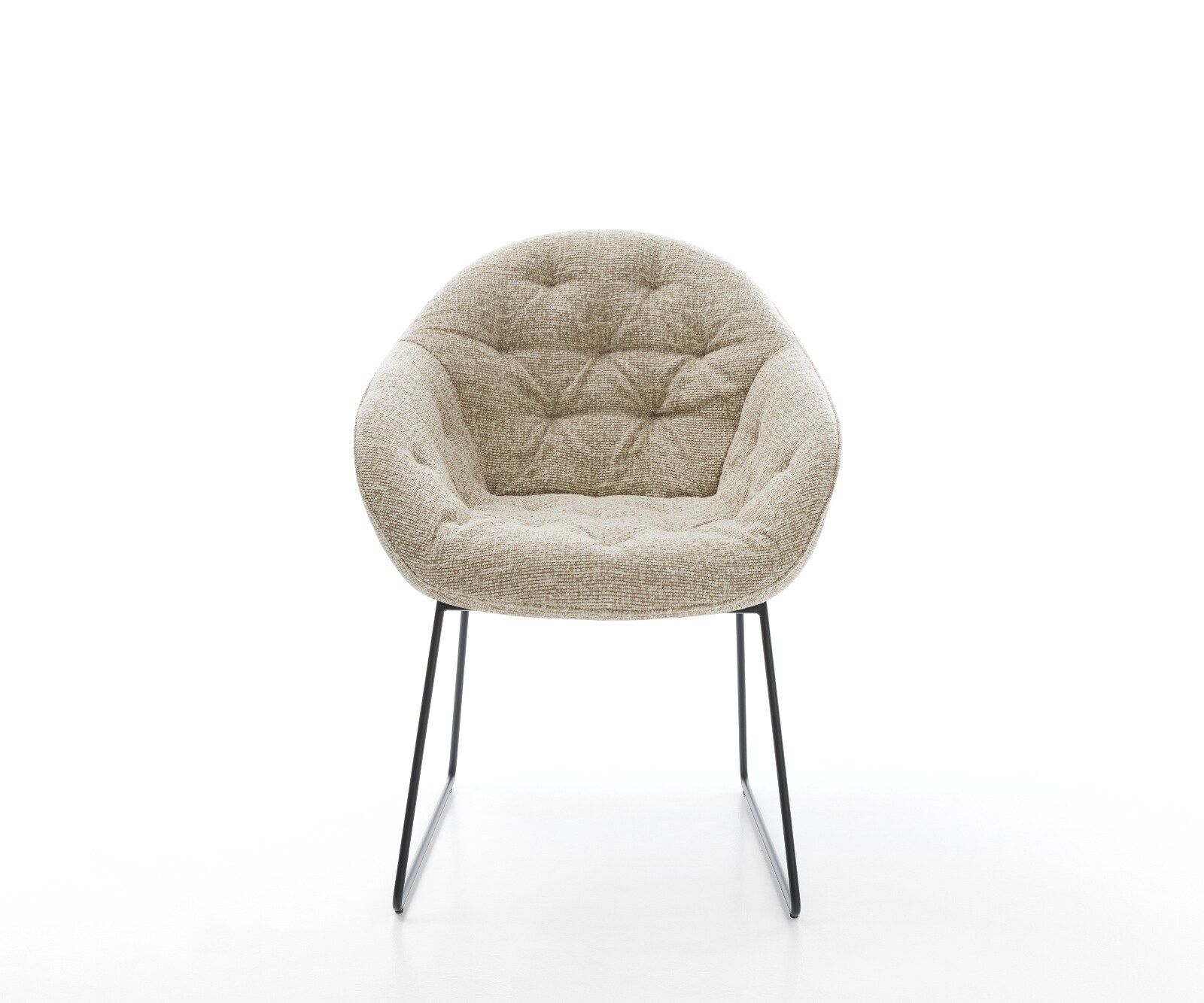 Eetkamerstoel Gaio-Flex geweven stof beige slipframe zwart 1