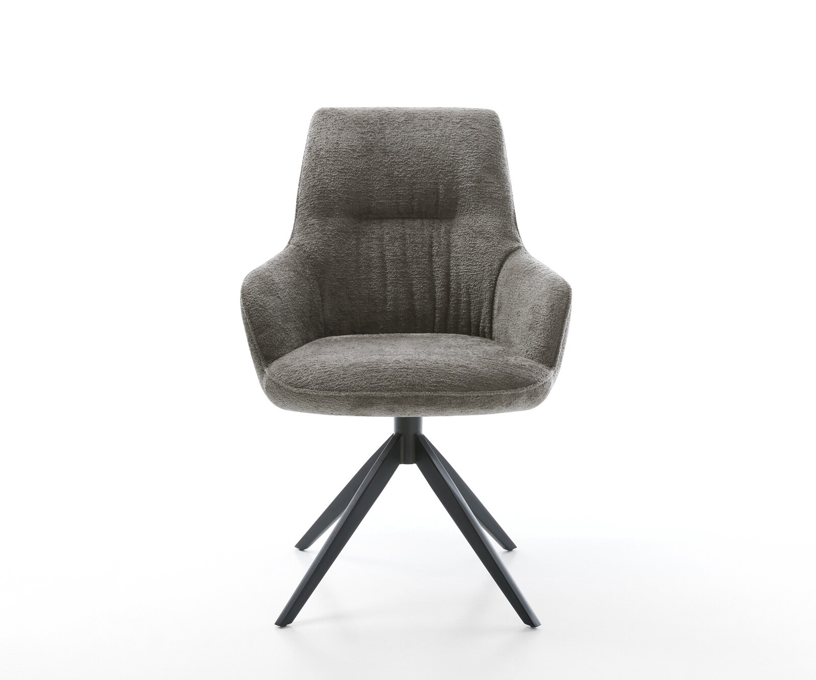 Draaistoel Zelia-Flex met armleuning bouclé zacht mud kruisframe breed zwart 360° draaibaar rocker-functie pocketveer kern 1
