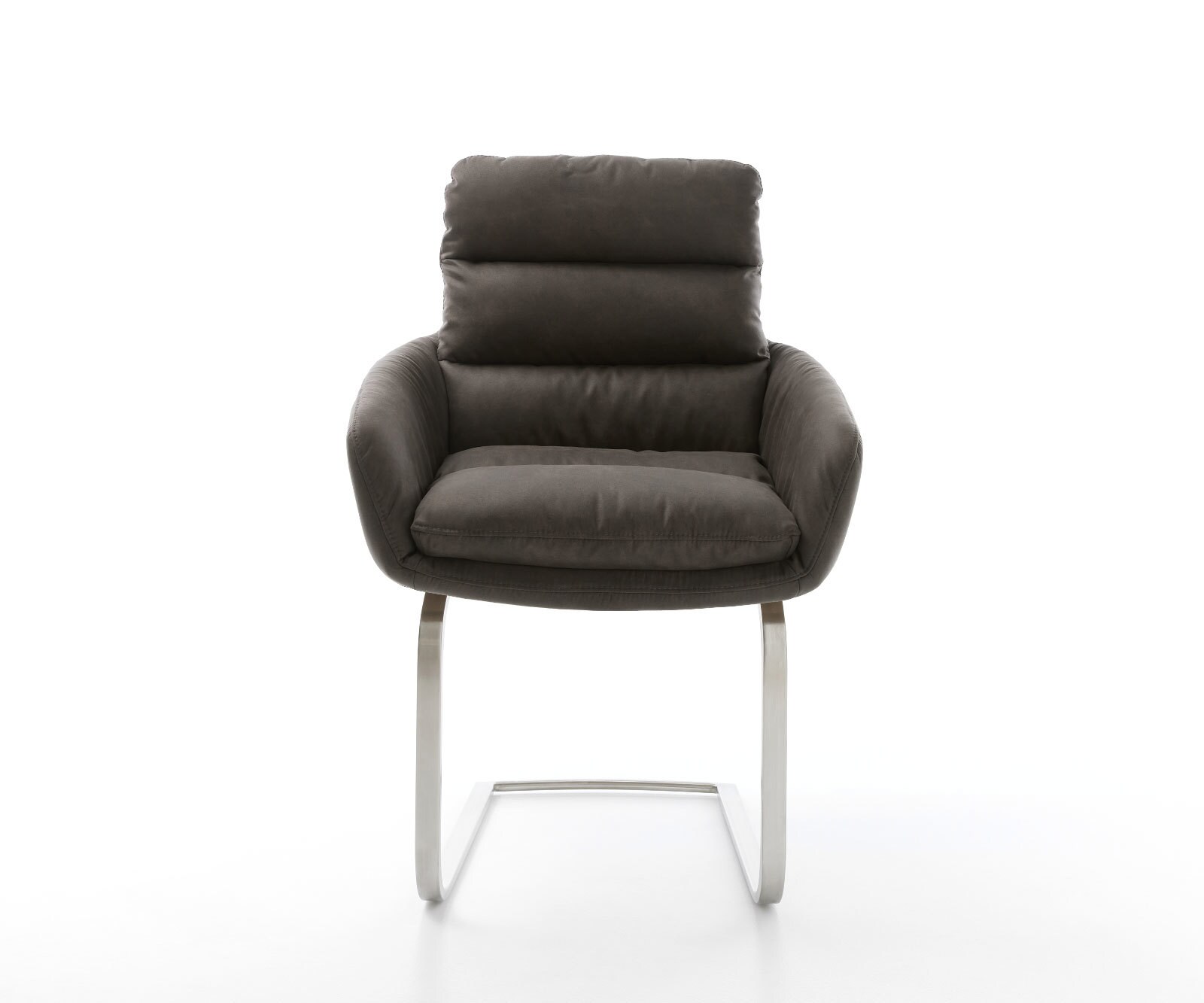 Sledemodel Abelia-Flex met armleuning microvelours antraciet vintage sledemodel vlak roestvrij staal 1 Sledemodel Abelia-Flex met armleuning microvelours antraciet vintage sledemodel vlak roestvrij staal 1