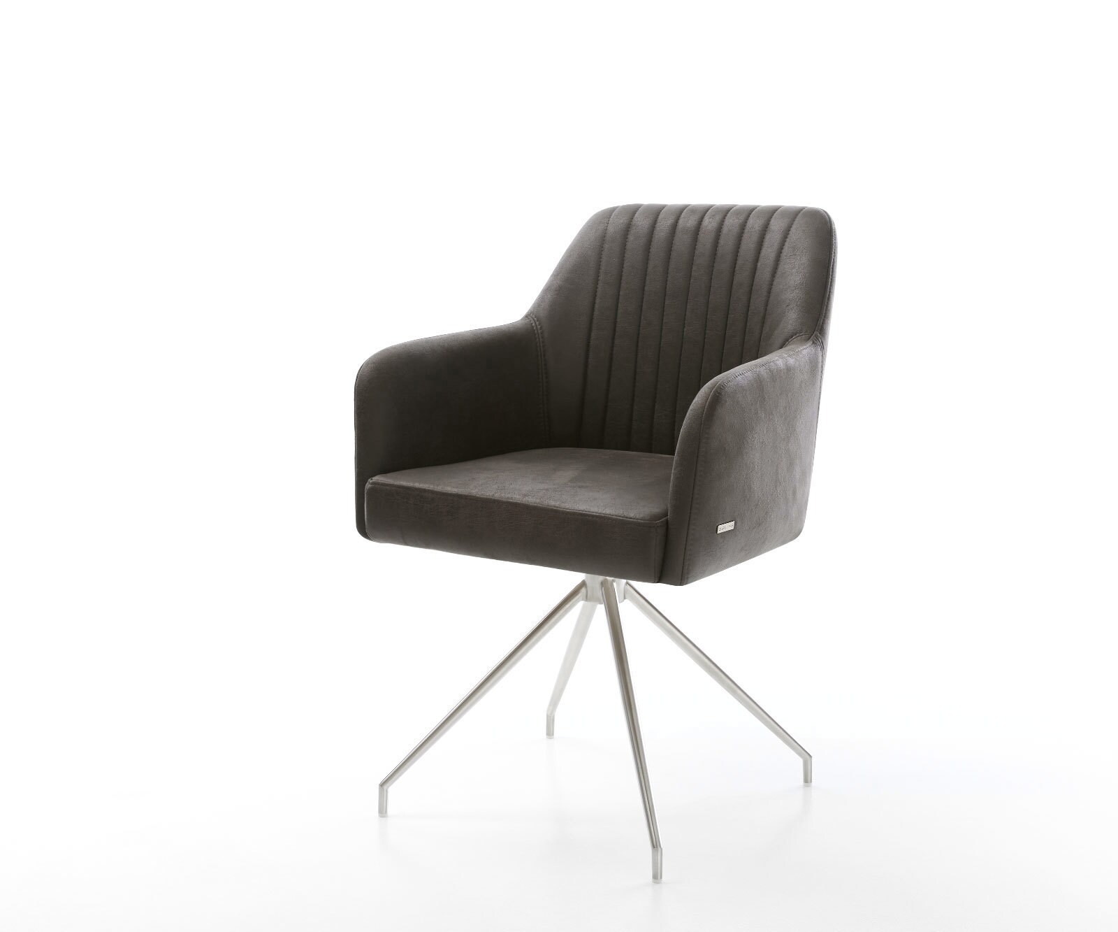 Eetkamerstoel Greg-Flex microvelours antraciet vintage kruisframe conisch roestvrij staal pocketveer kern