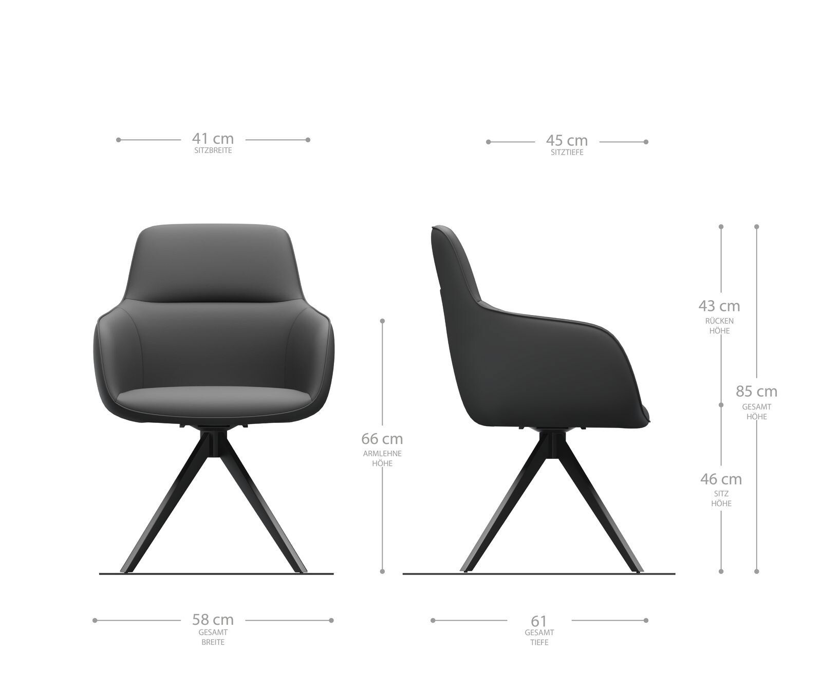 Draaistoel Pejo-Flex bruin antiek kruisframe hoekig zwart 180° draaibaar 4