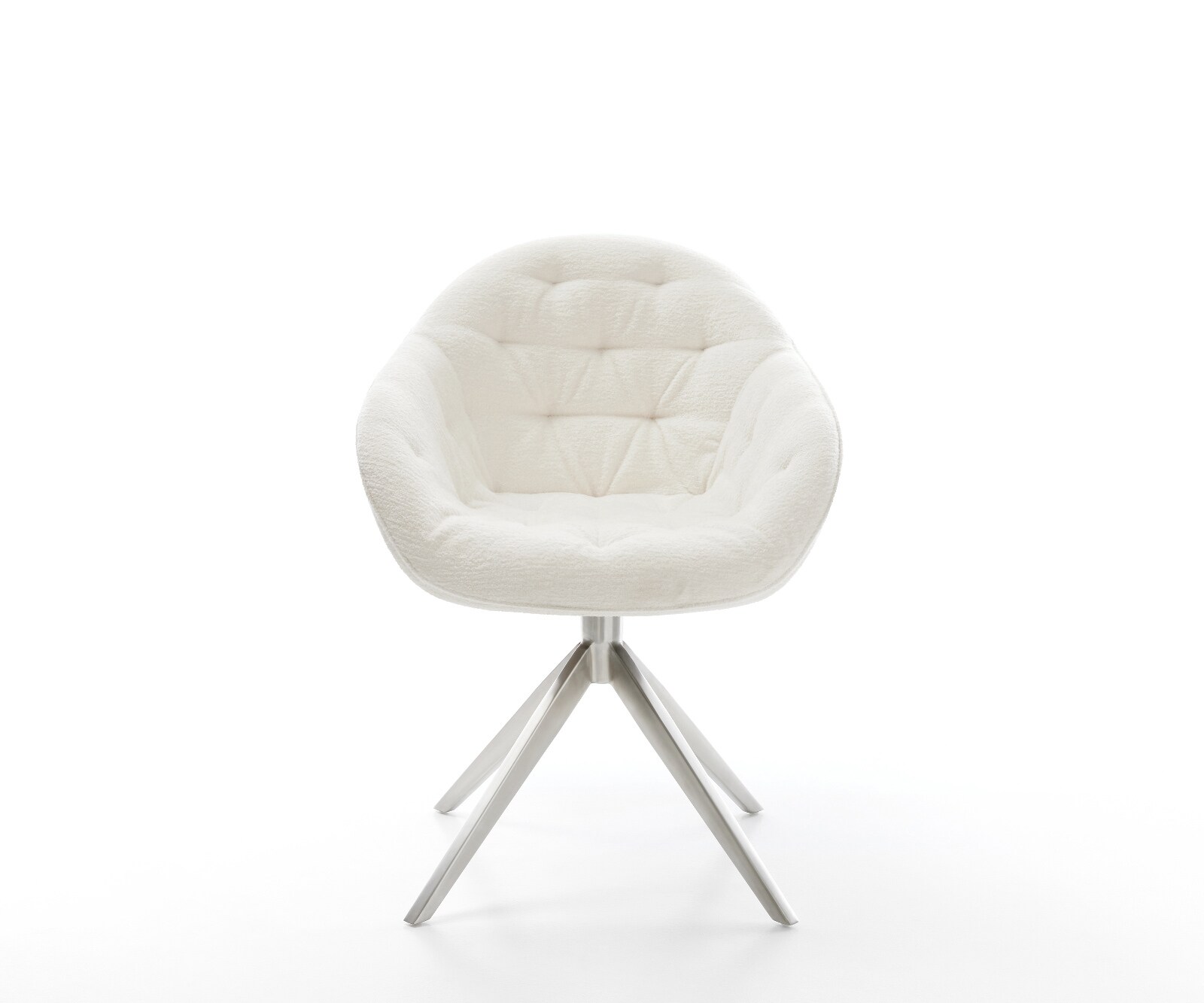 Draaistoel Gaio-Flex bouclé zacht beige kruisframe breed roestvrij staal 360° draaibaar rocker-functie 2